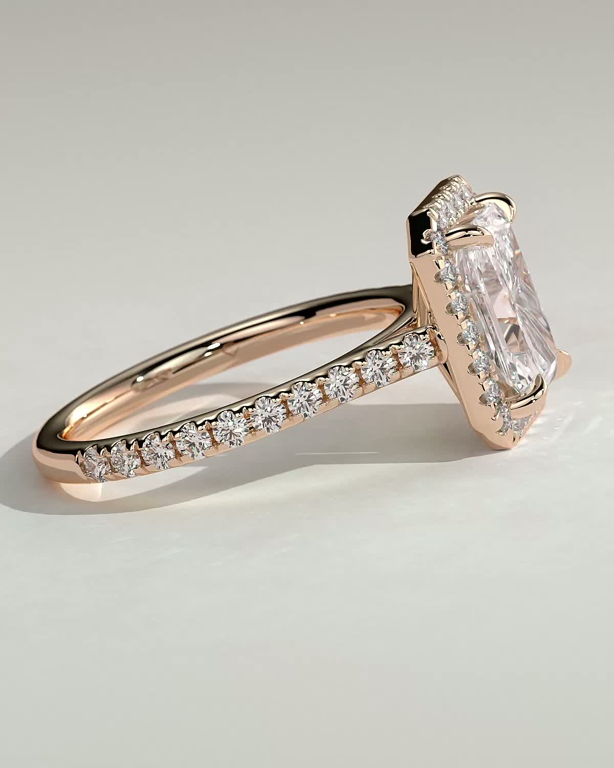 Clementine - Radiant Halo and Pav - 18k Rose Gold