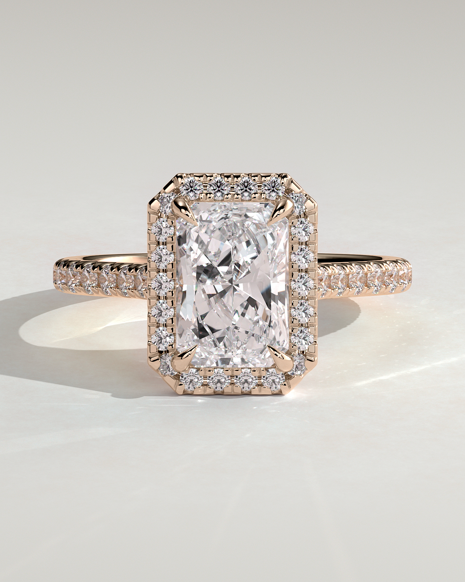 Clementine - Radiant Halo and Pav - 18k Rose Gold