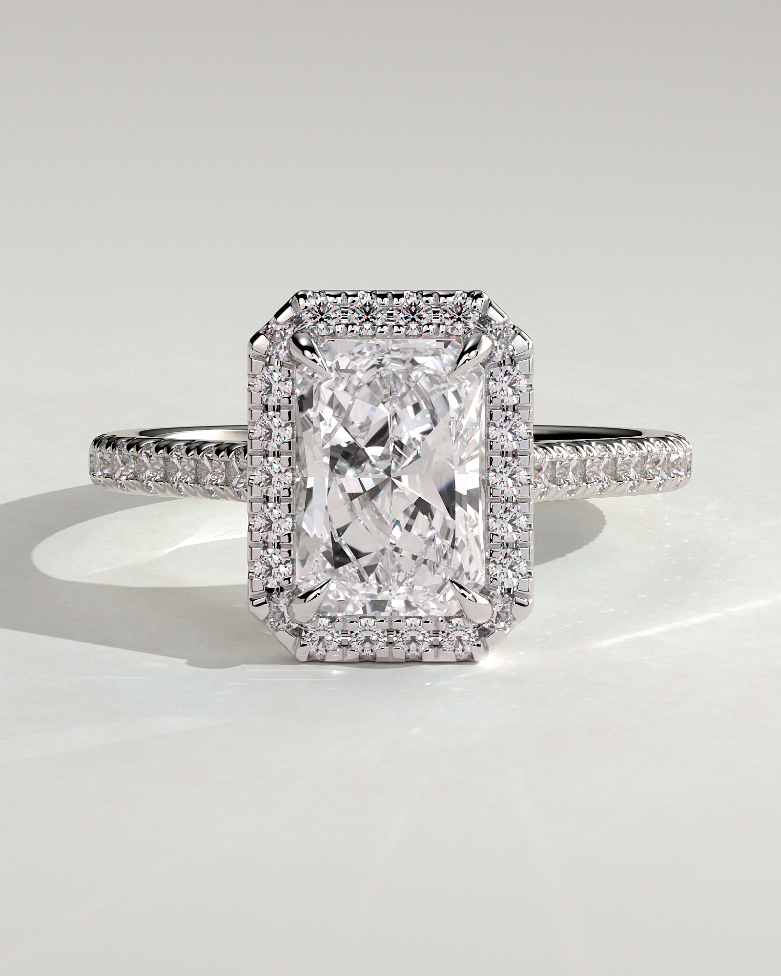 Clementine - Radiant Halo and Pav - 18k White Gold