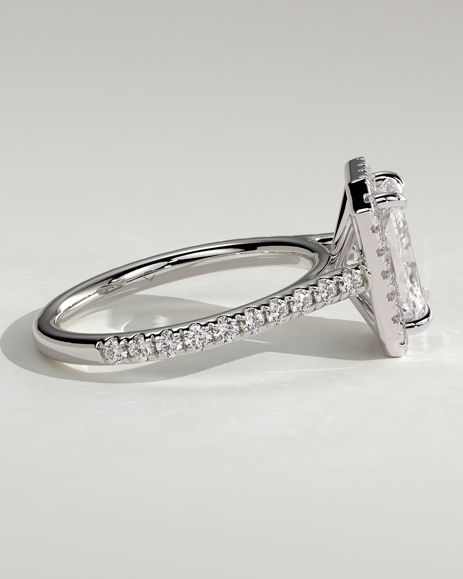 Clementine - Radiant Halo and Pav - 18k White Gold