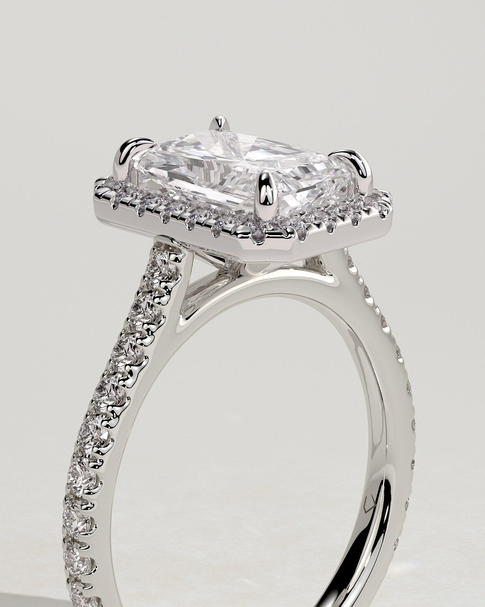 Clementine - Radiant Halo and Pav - 18k White Gold