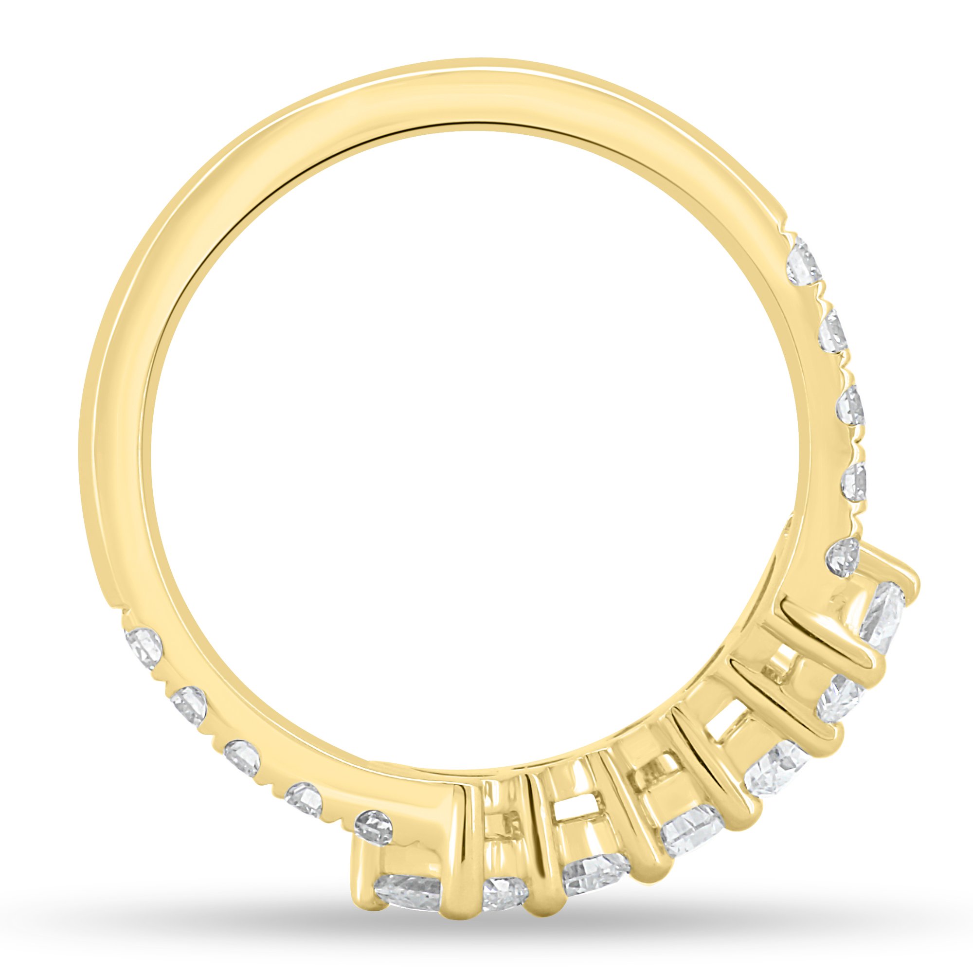 Cleo - Accent Stones Curved Wedding Ring - 18k Yellow Gold