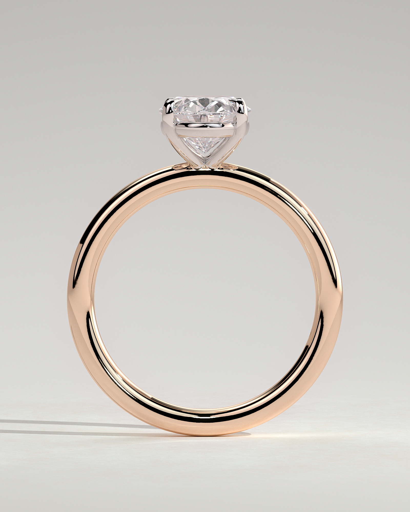 Daisy  Oval Solitaire - 18k Rose Gold / 18k White Gold High Setting