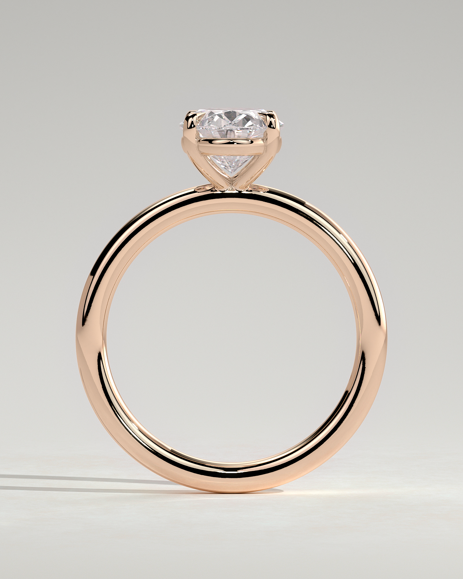 Daisy  Oval Solitaire - 18k Rose Gold High Setting