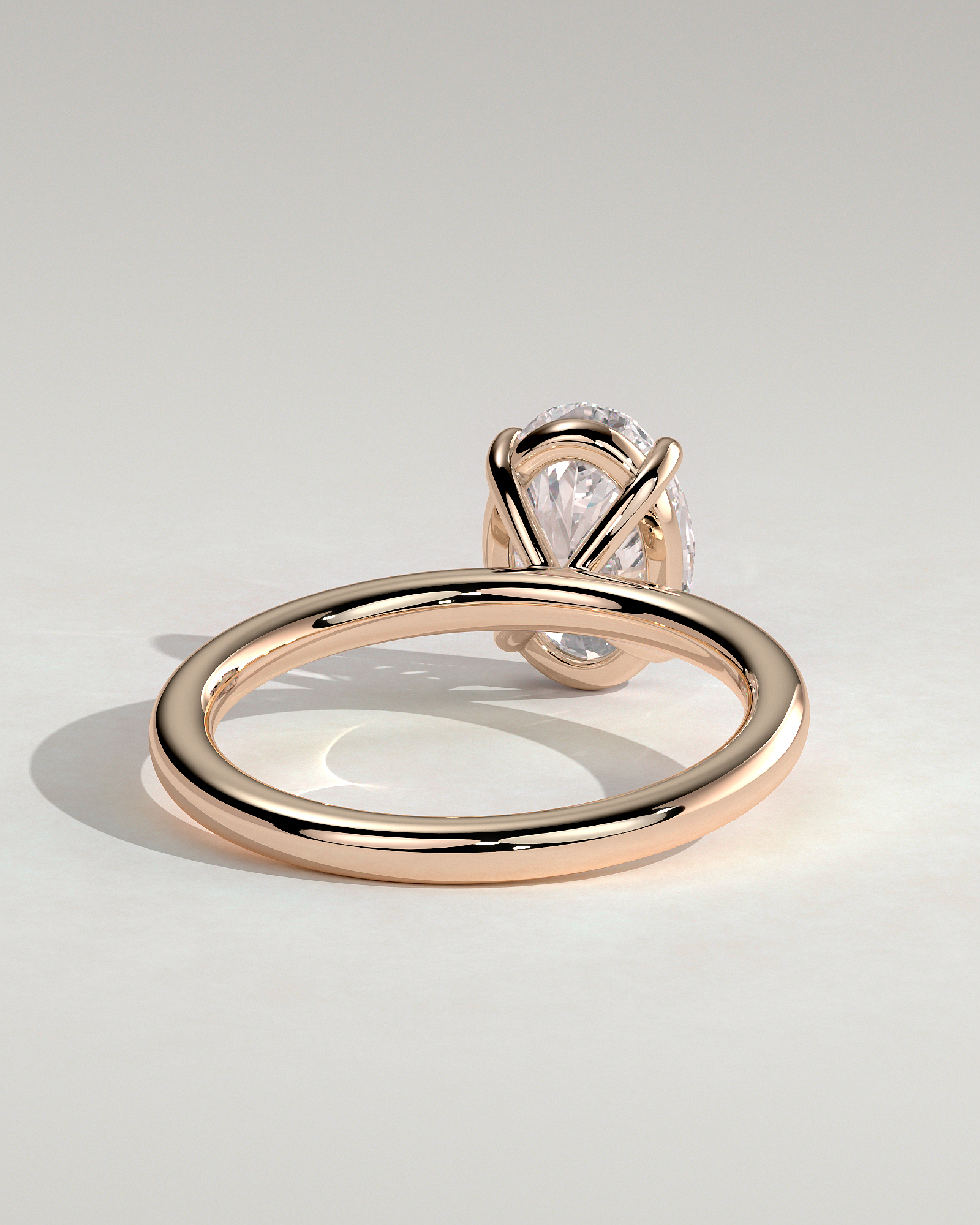 Daisy  Oval Solitaire - 18k Rose Gold High Setting