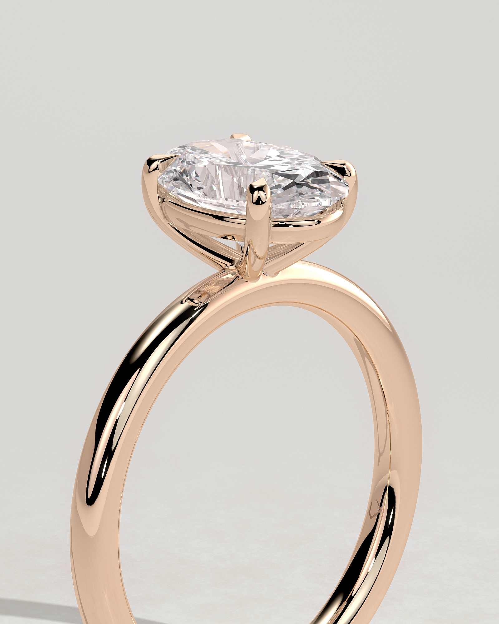 Daisy  Oval Solitaire - 18k Rose Gold High Setting