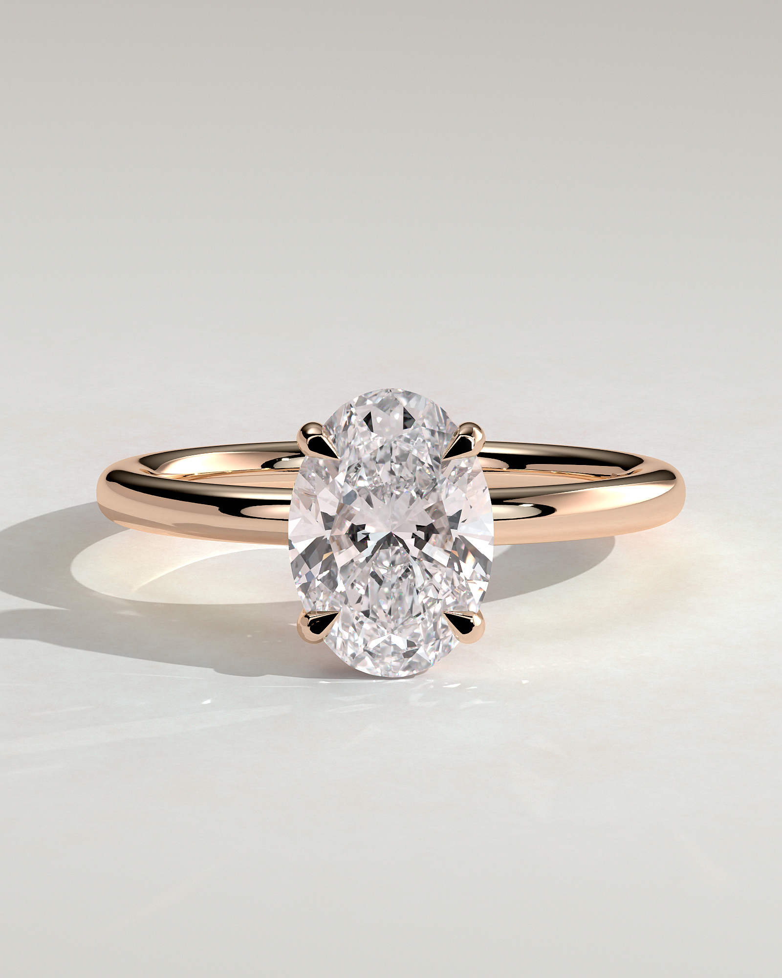 Daisy  Oval Solitaire - 18k Rose Gold High Setting