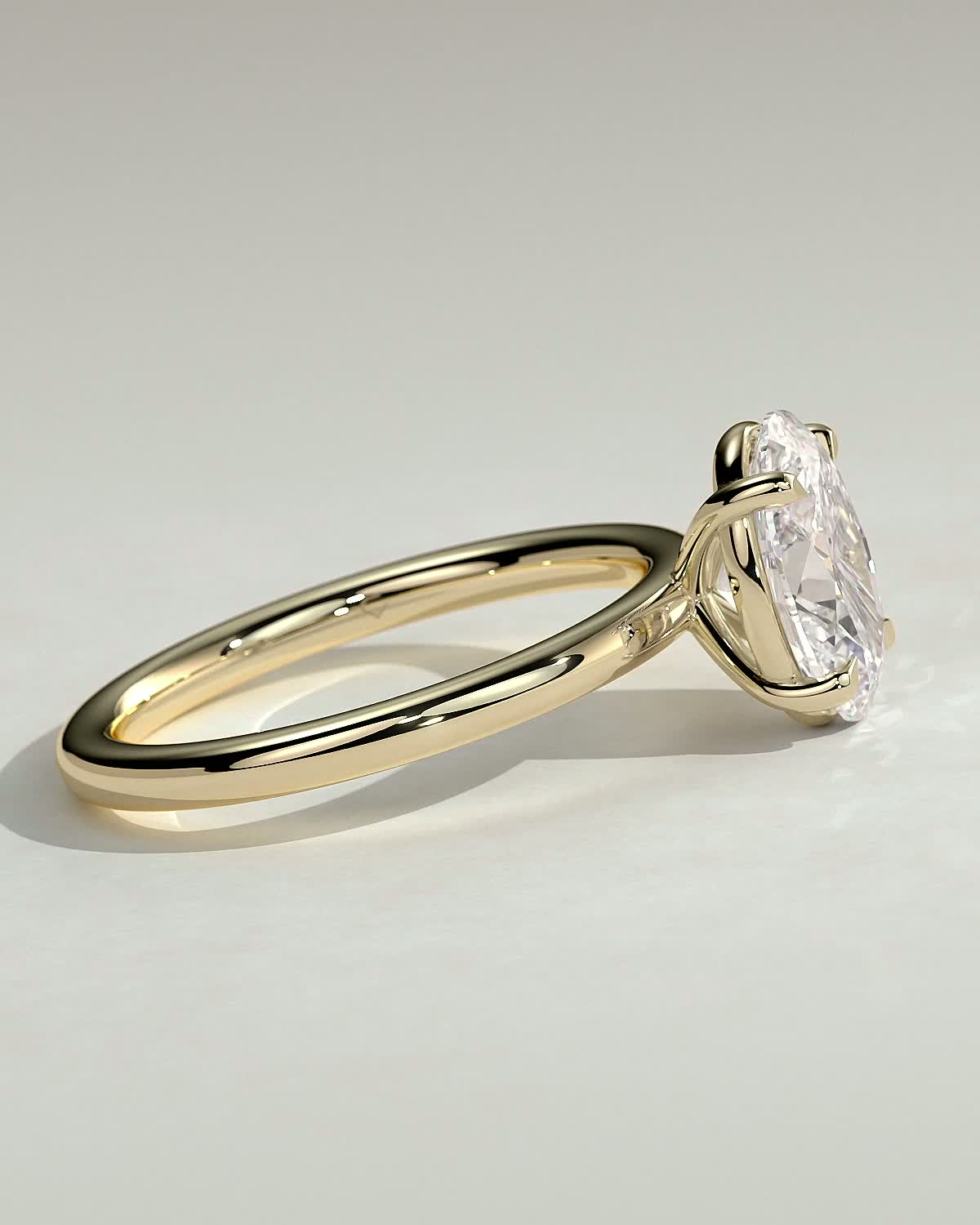 Daisy  Oval Solitaire - 18k Yellow Gold High Setting