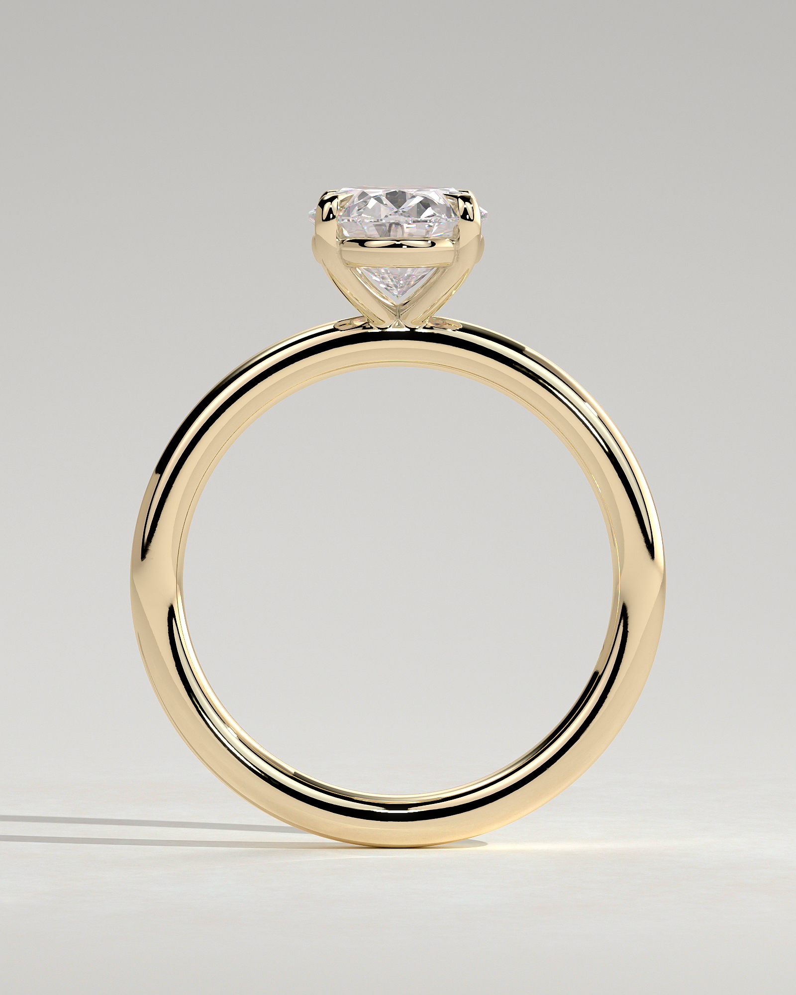 Daisy - Classic Oval 4 Claw Solitaire Engagement Ring - 18k Yellow Gold High Setting