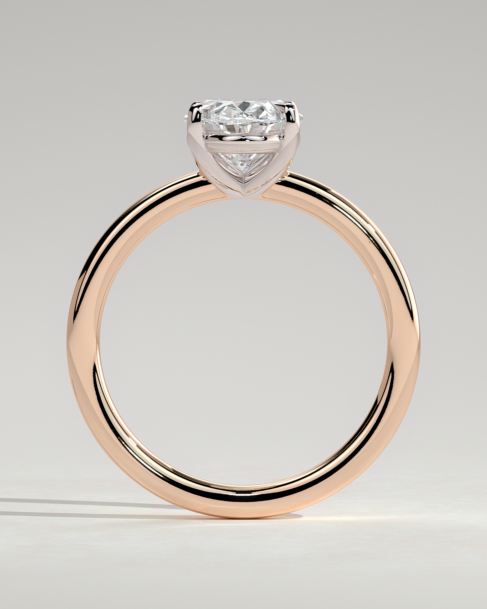 Daisy  Oval Solitaire - 18k Rose Gold / 18k White Gold Low Setting