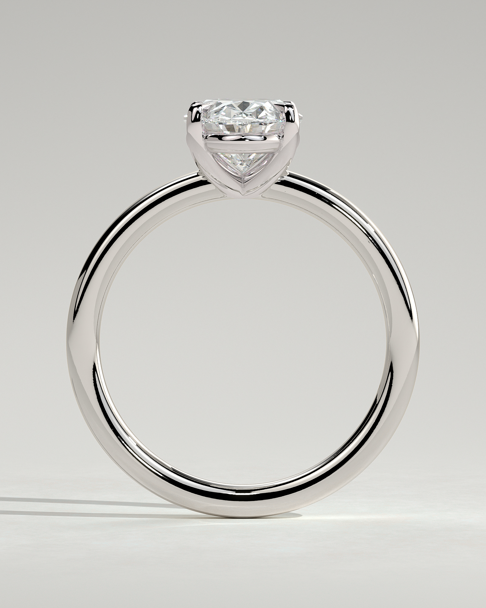 Daisy  Oval Solitaire - 18k White Gold Low Setting