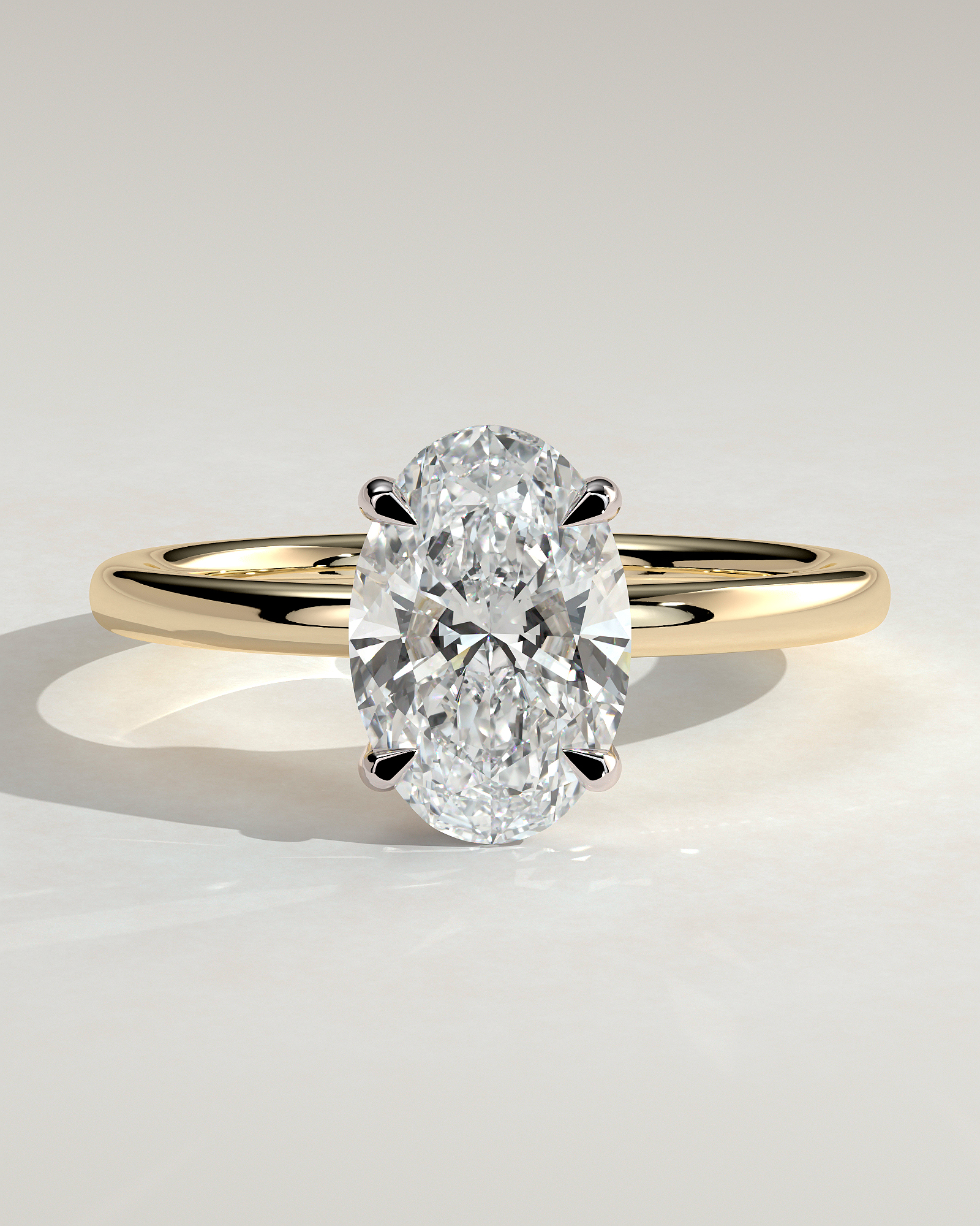 Daisy  Oval Solitaire - 18k Yellow Gold / 18k White Gold Low Setting