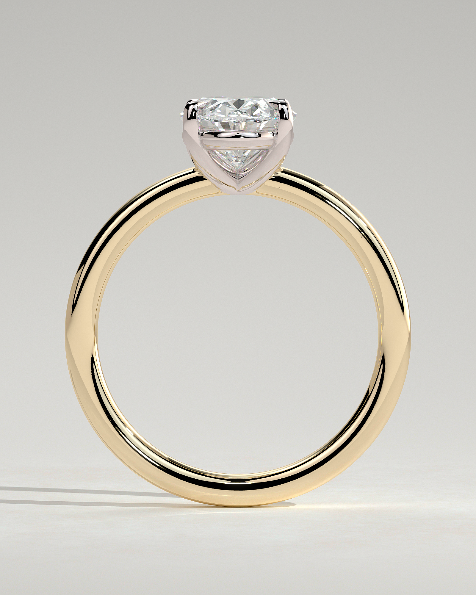 Daisy  Oval Solitaire - 18k Yellow Gold / 18k White Gold Low Setting