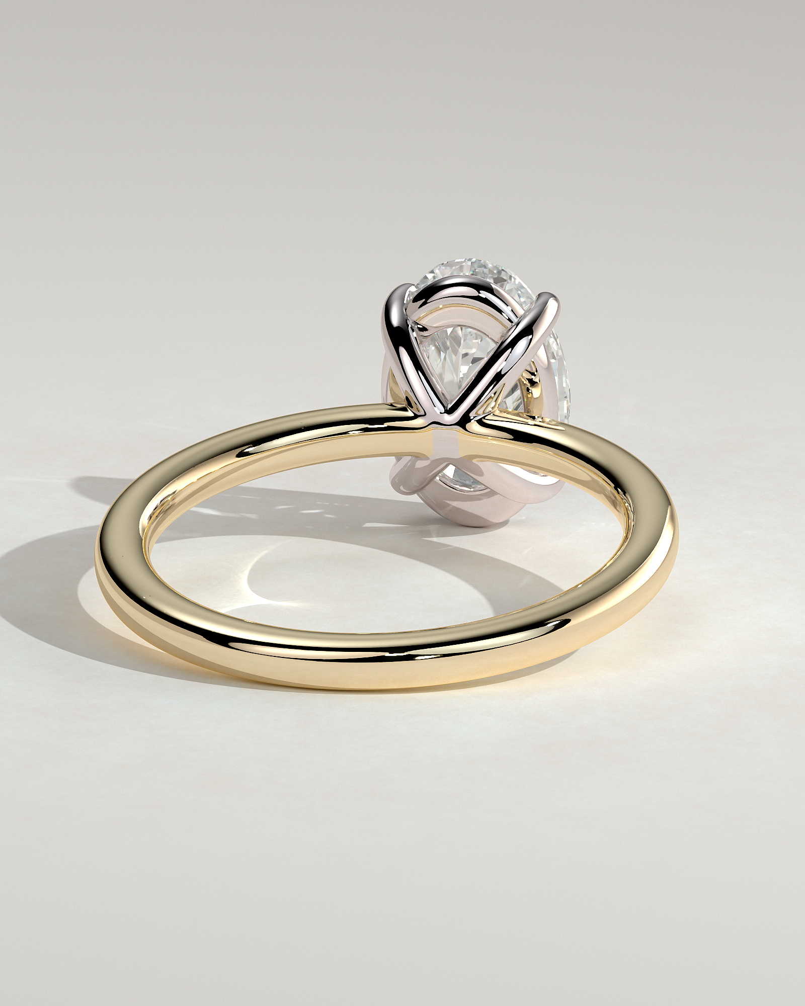 Daisy  Oval Solitaire - 18k Yellow Gold / 18k White Gold Low Setting