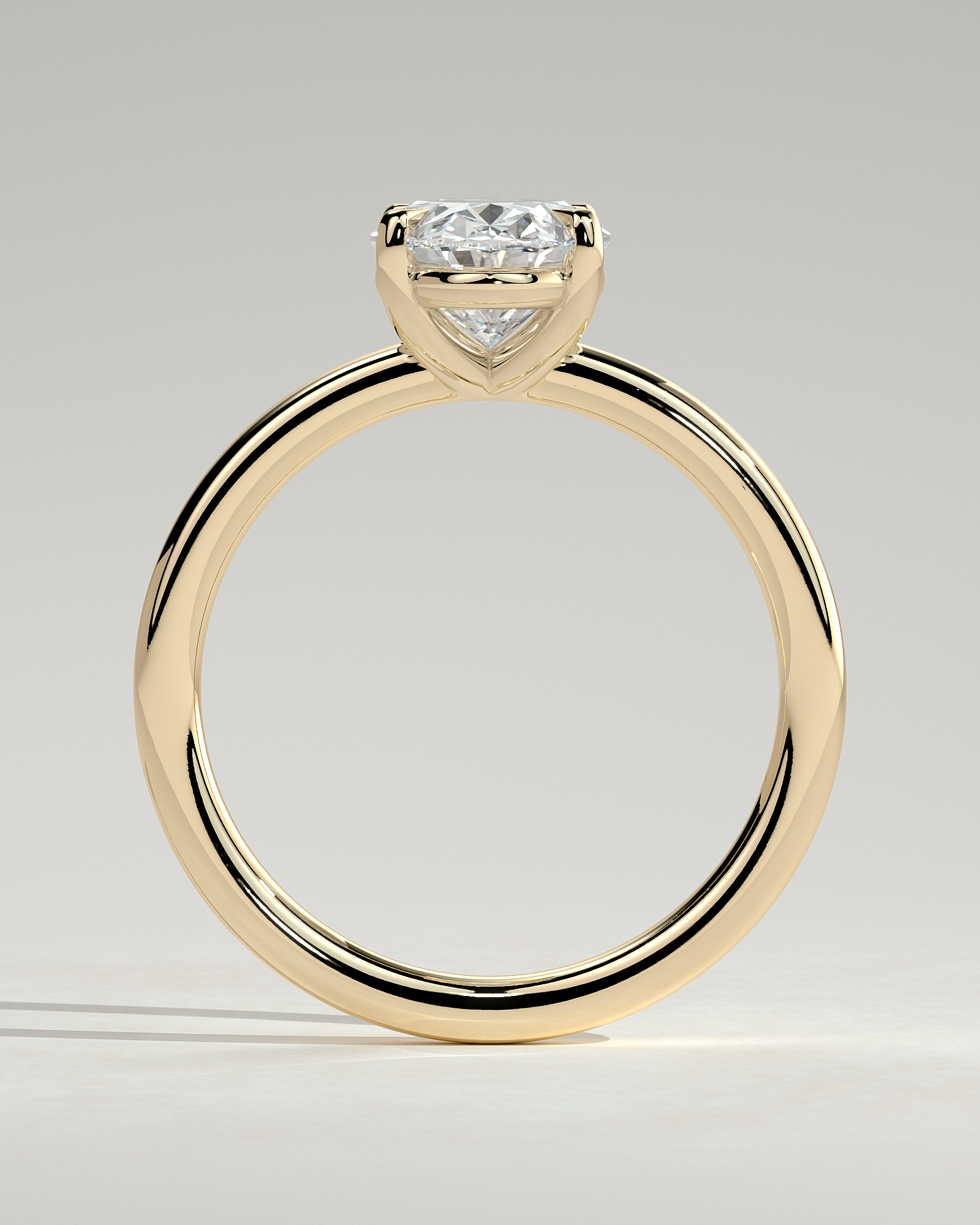 Daisy  Oval Solitaire - 18k Yellow Gold Low Setting