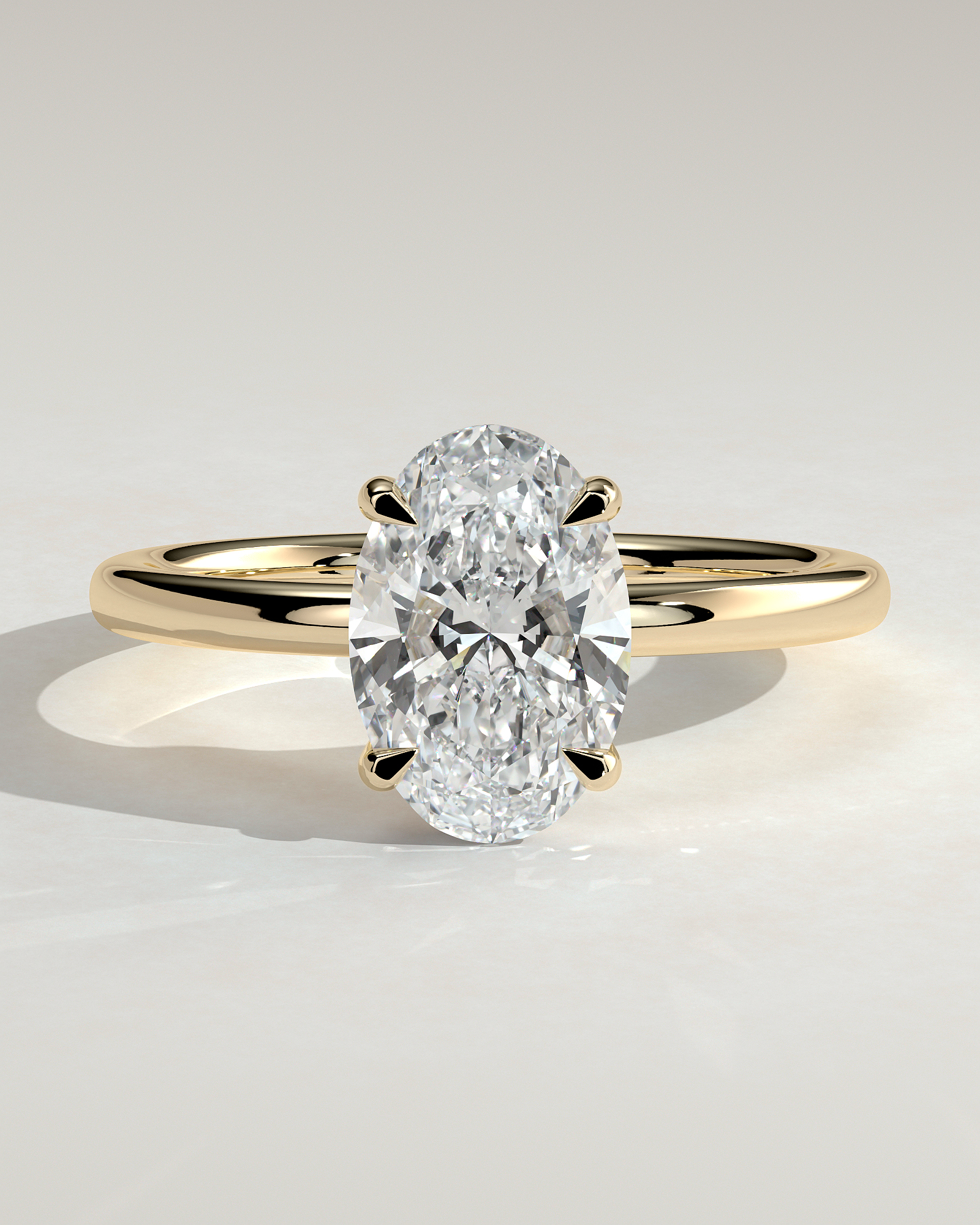 Daisy  Oval Solitaire - 18k Yellow Gold Low Setting