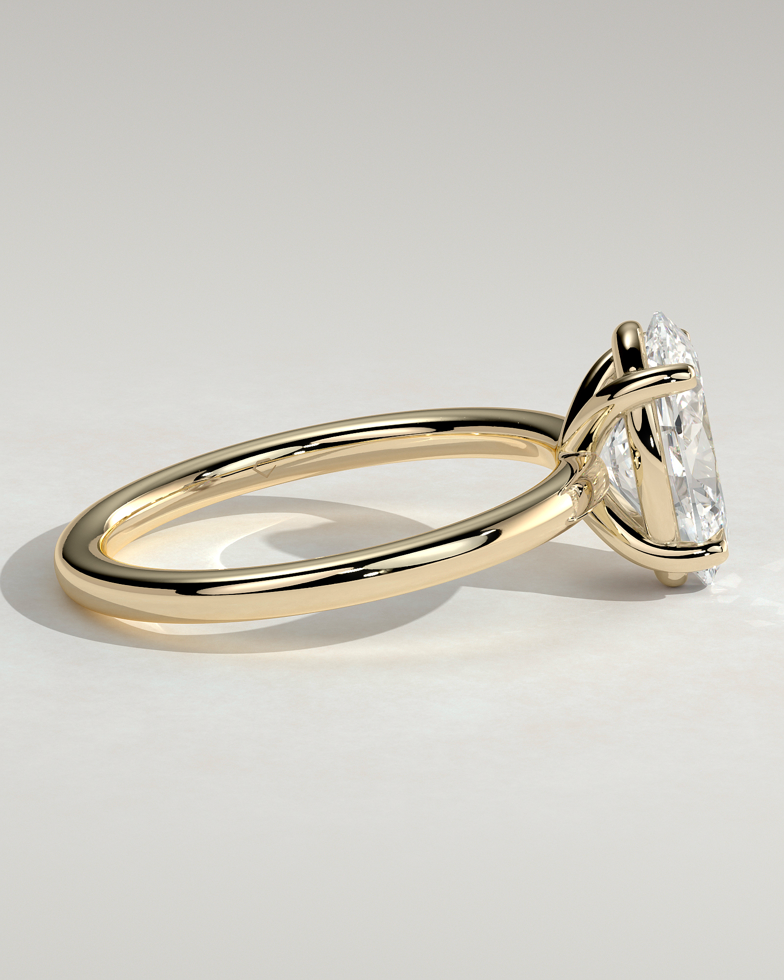 Daisy  Oval Solitaire - 18k Yellow Gold Low Setting