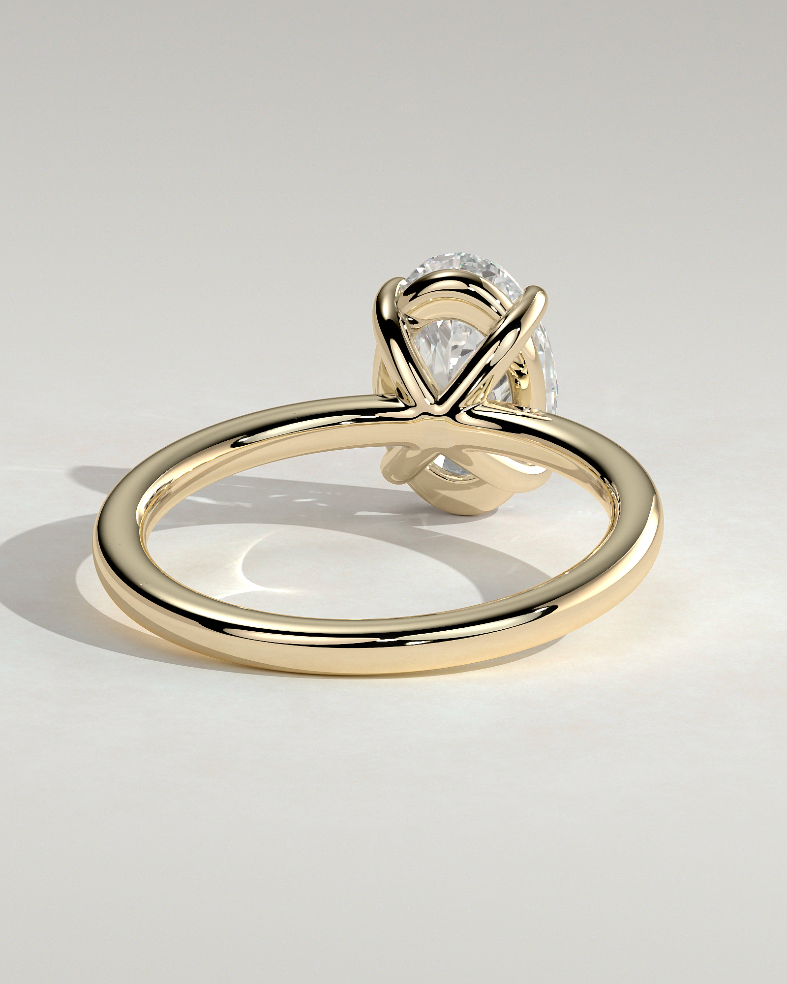 Daisy  Oval Solitaire - 18k Yellow Gold Low Setting