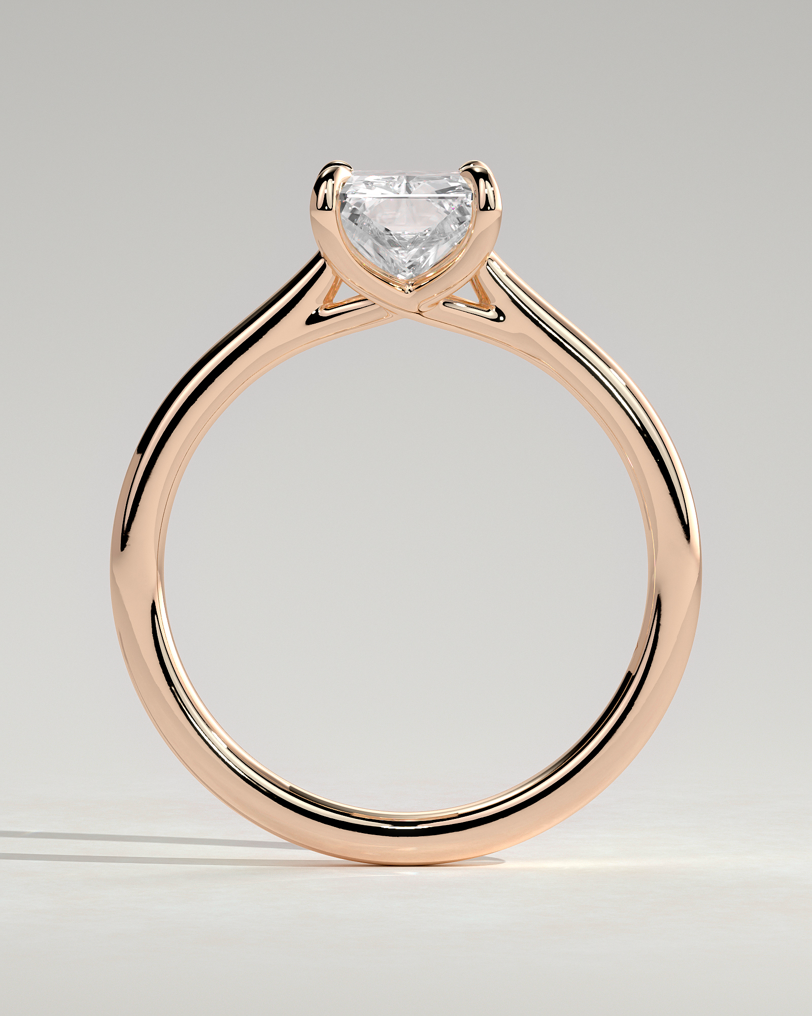Dakota - Radiant Solitaire with Trellis Setting - 18k Rose Gold