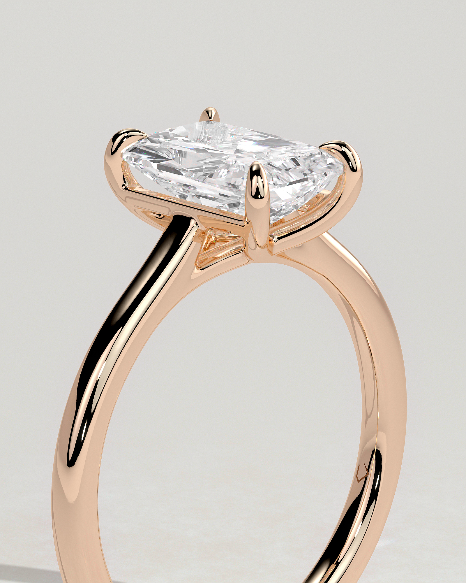 Dakota - Radiant Solitaire with Trellis Setting - 18k Rose Gold