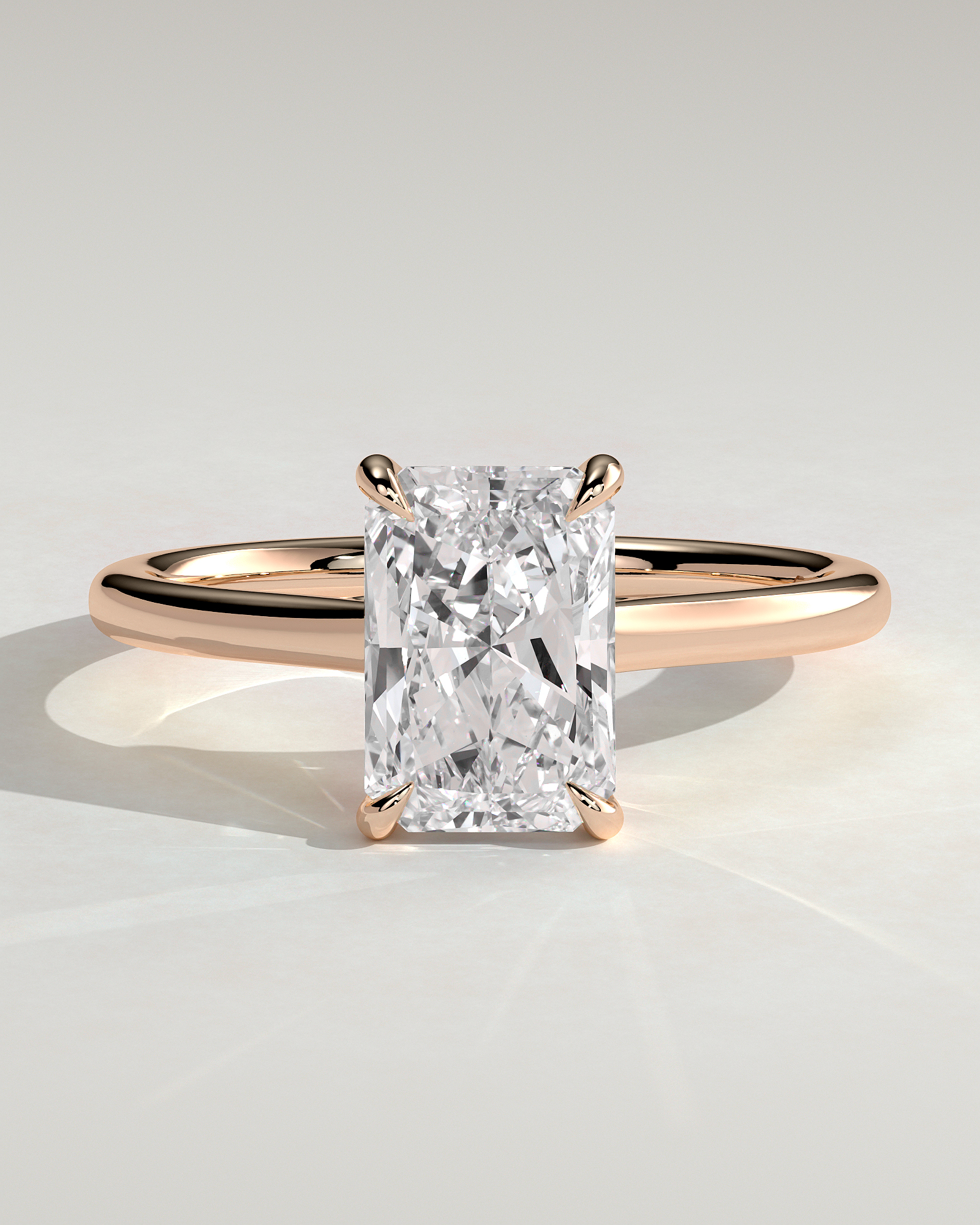Dakota - Radiant Solitaire with Trellis Setting - 18k Rose Gold