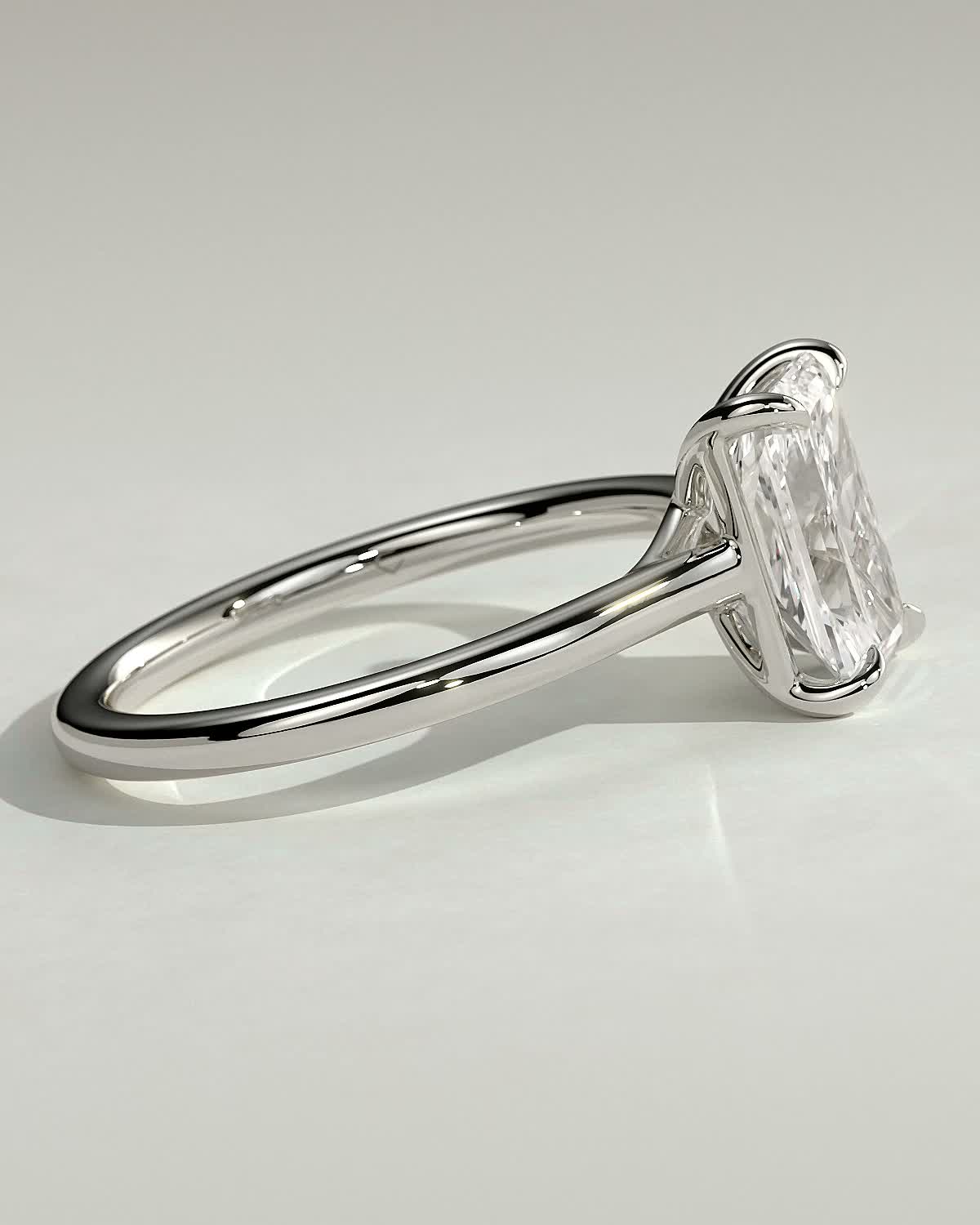 Dakota - Radiant Solitaire with Trellis Setting - 18k White Gold