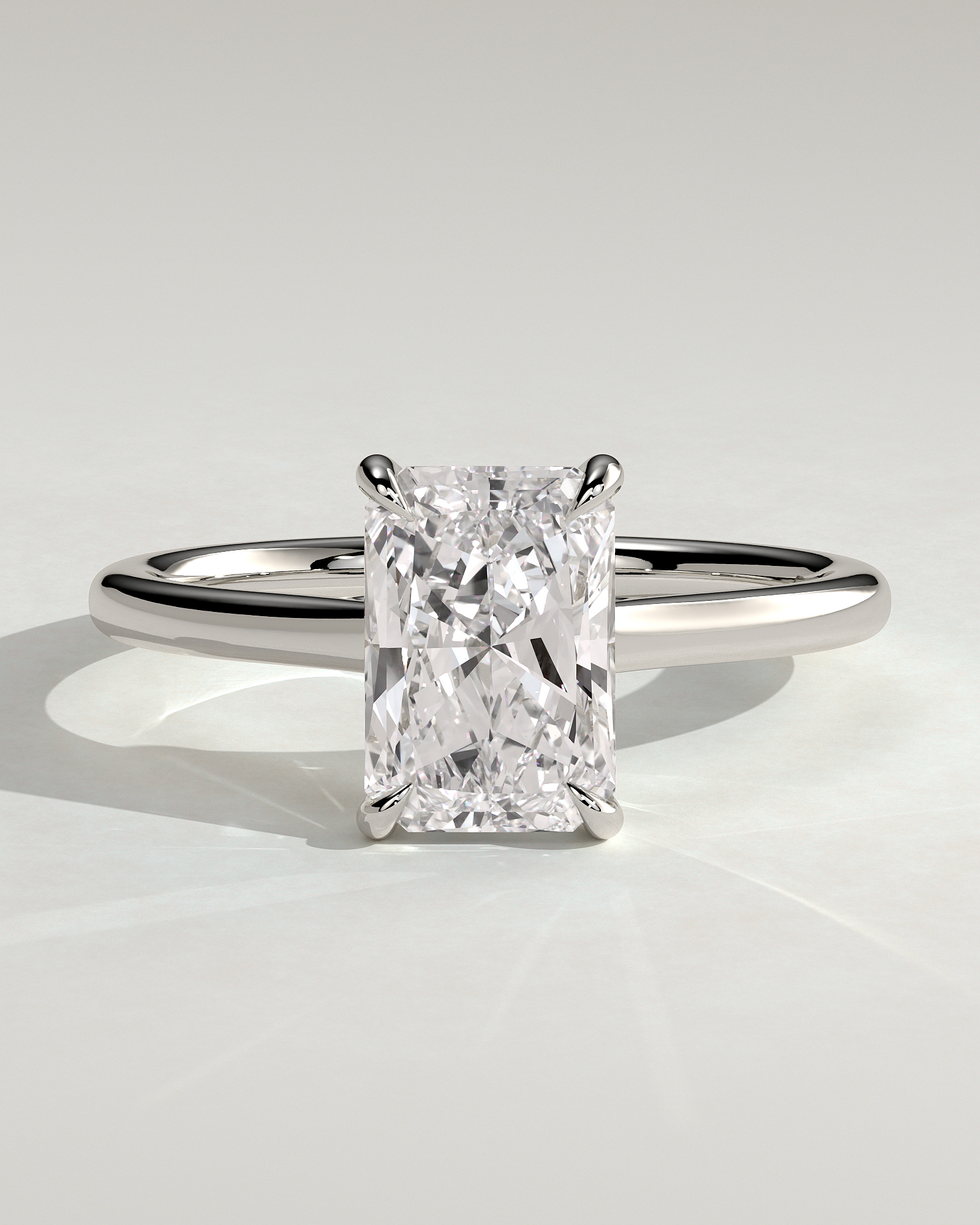 Dakota - Radiant Solitaire with Trellis Setting - 18k White Gold