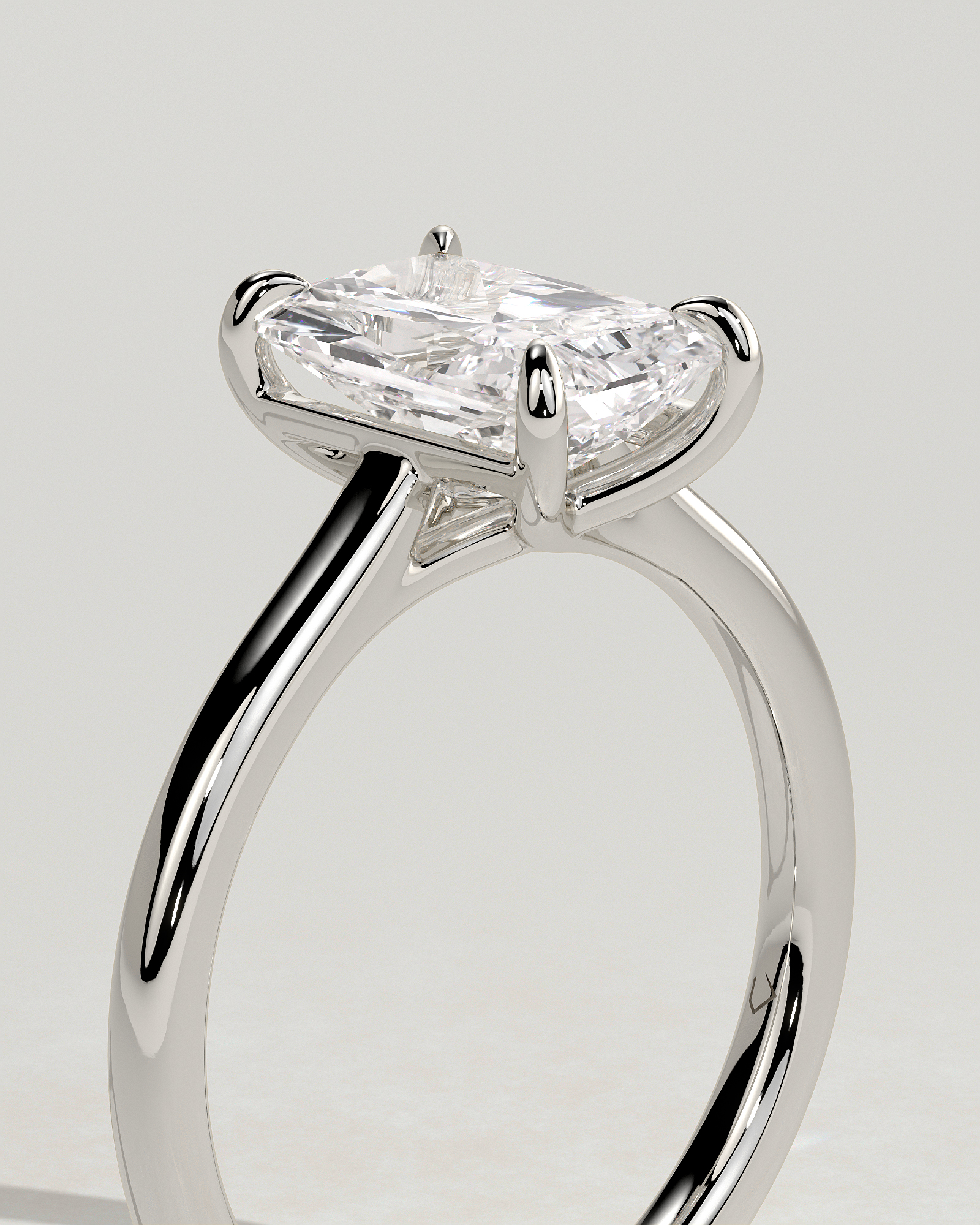 Dakota - Radiant Solitaire with Trellis Setting - 18k White Gold