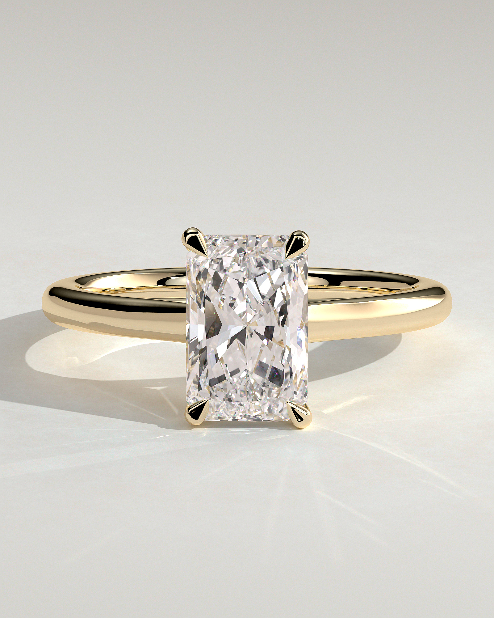 Dakota - Radiant Solitaire with Trellis Setting - 18k Yellow Gold