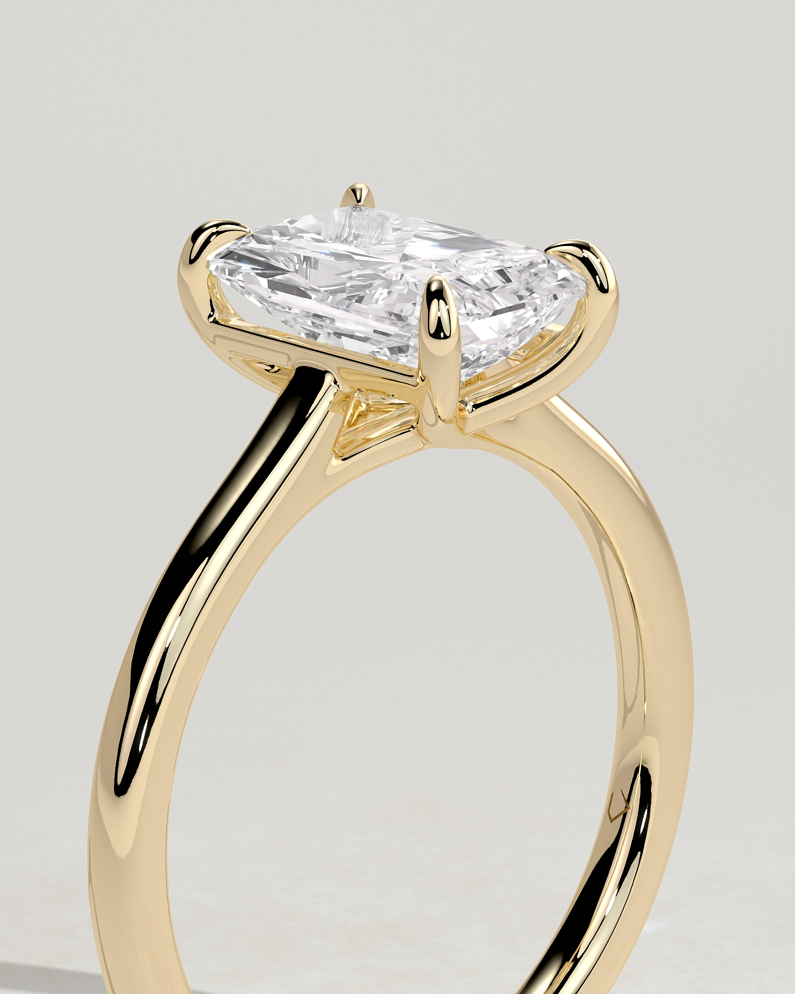 Dakota - Radiant Solitaire with Trellis Setting - 18k Yellow Gold