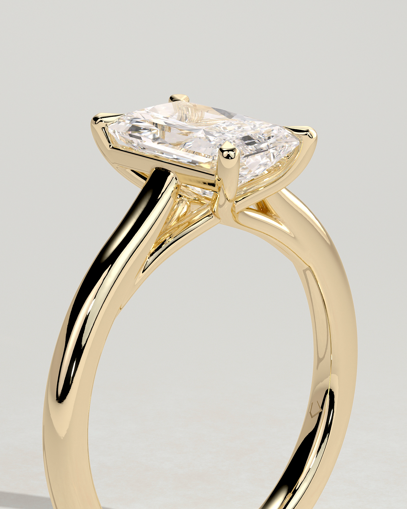 Dakota - Radiant Solitaire with Trellis Setting - 18k Yellow Gold