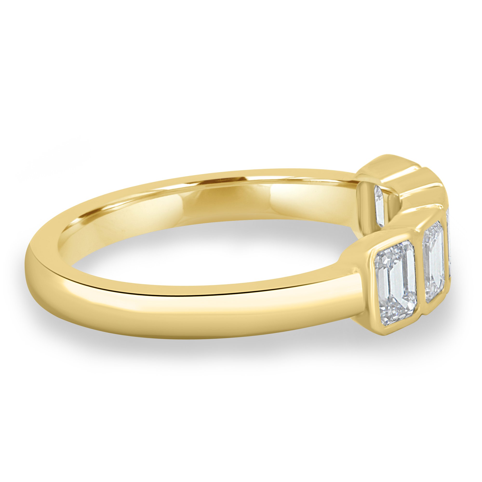 Dallas - Bezel Set Emerald Wedding Ring - 5 stones 18k Yellow Gold