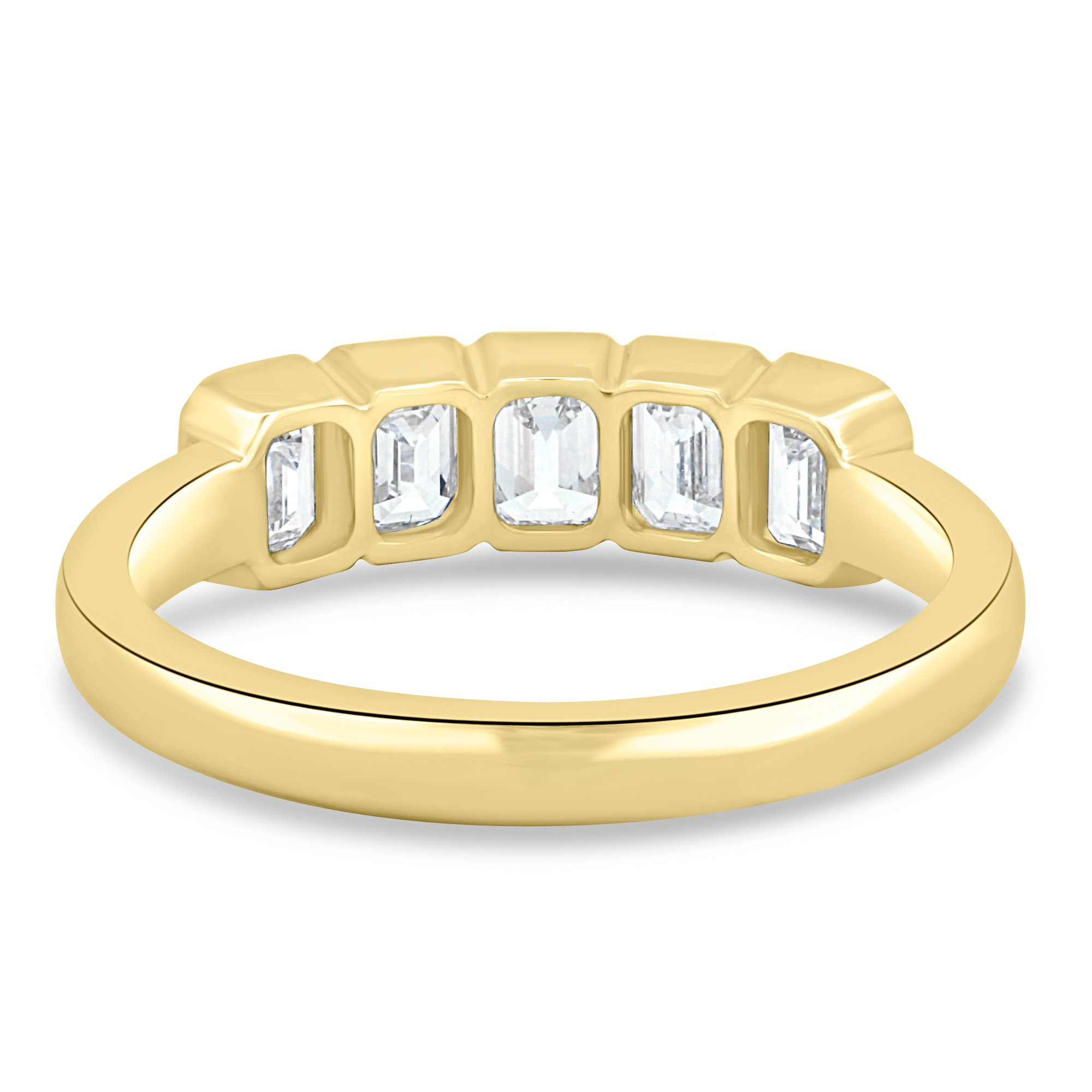 Dallas - Bezel Set Emerald Wedding Ring - 5 stones 18k Yellow Gold