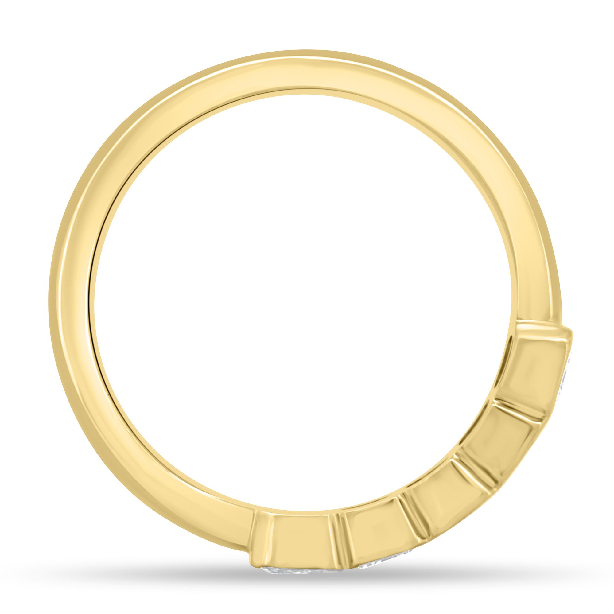 Dallas - Bezel Set Emerald Wedding Ring - 5 stones 18k Yellow Gold