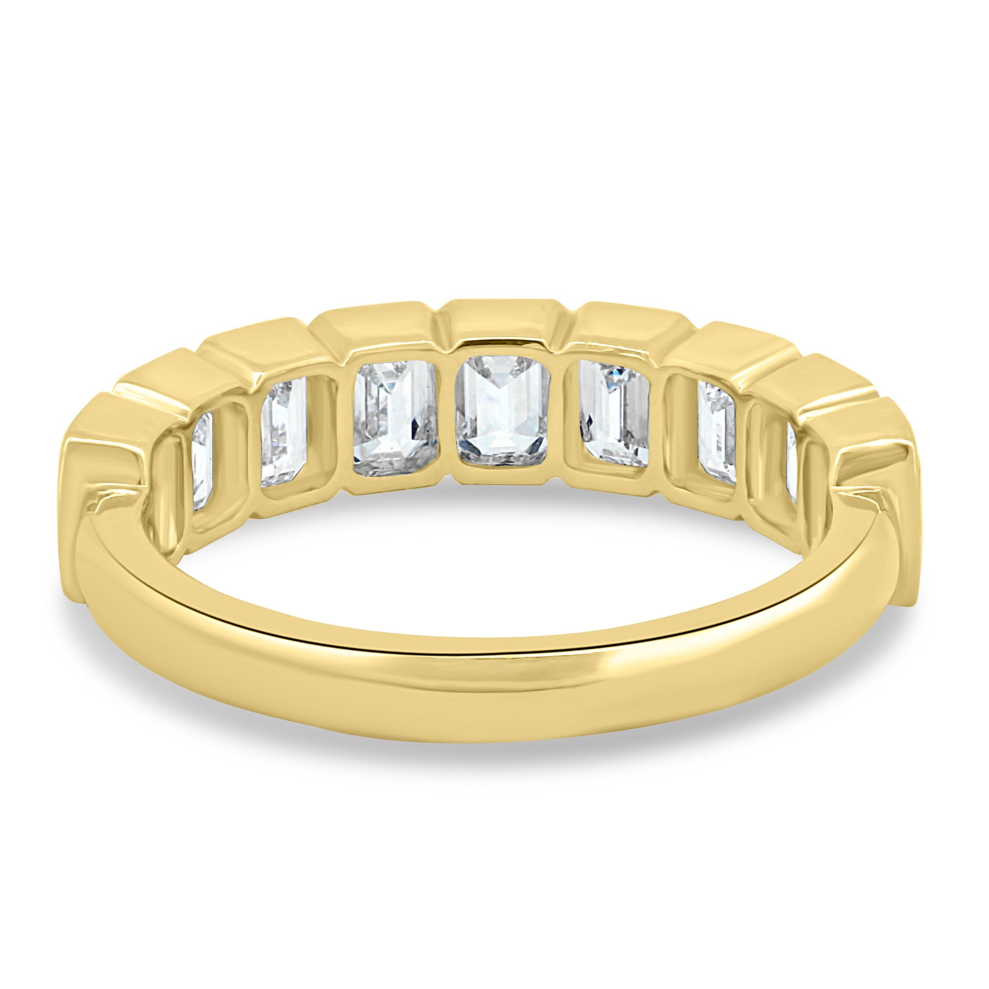 Dallas - Bezel Set Emerald Wedding Ring - 9 stones 18k Yellow Gold