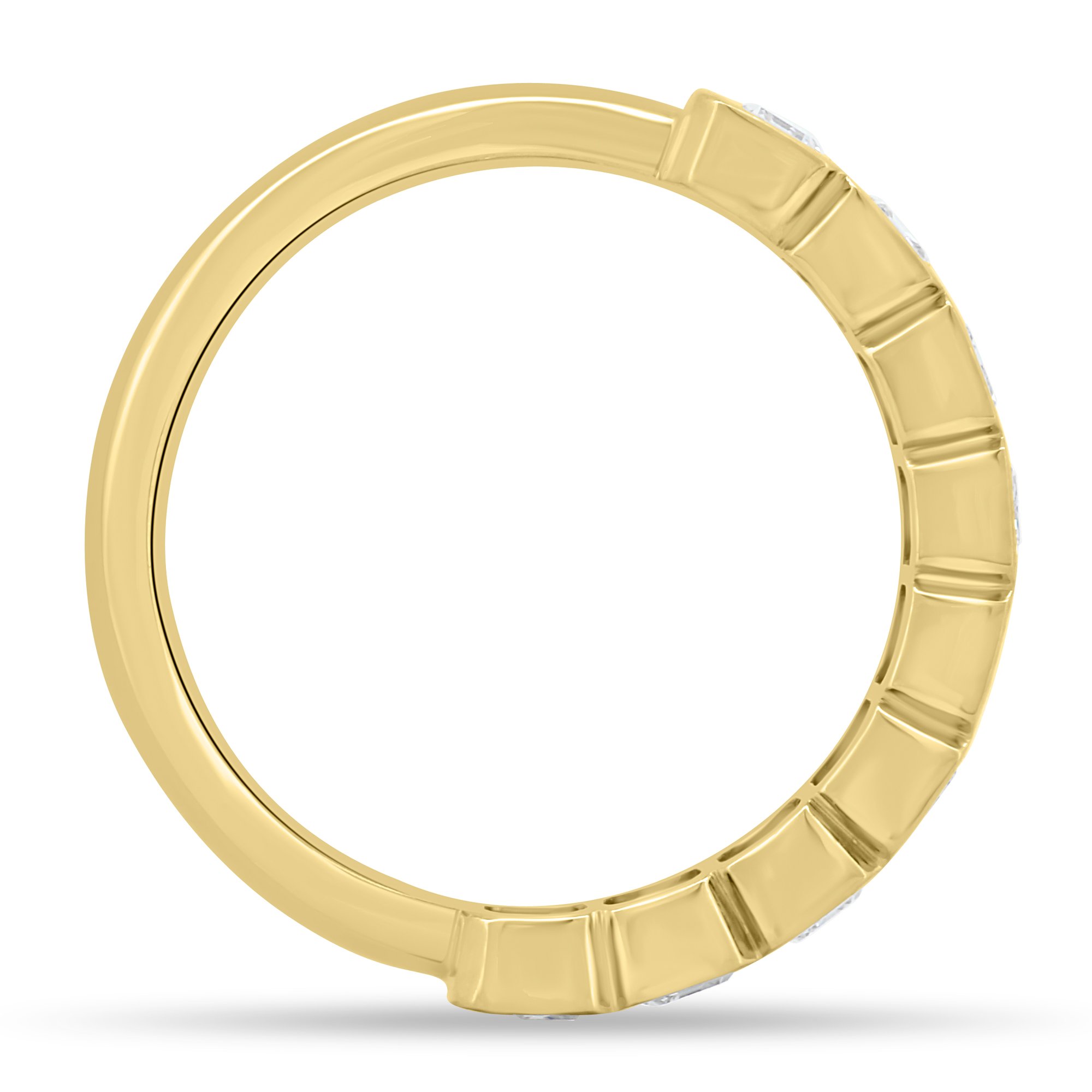 Dallas - Bezel Set Emerald Wedding Ring - 9 stones 18k Yellow Gold