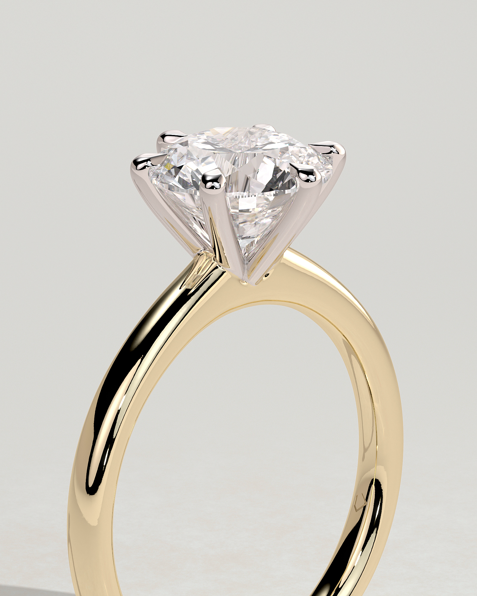 Daniela - Six Claw Solitaire - 18k Yellow Gold / 18k White Gold