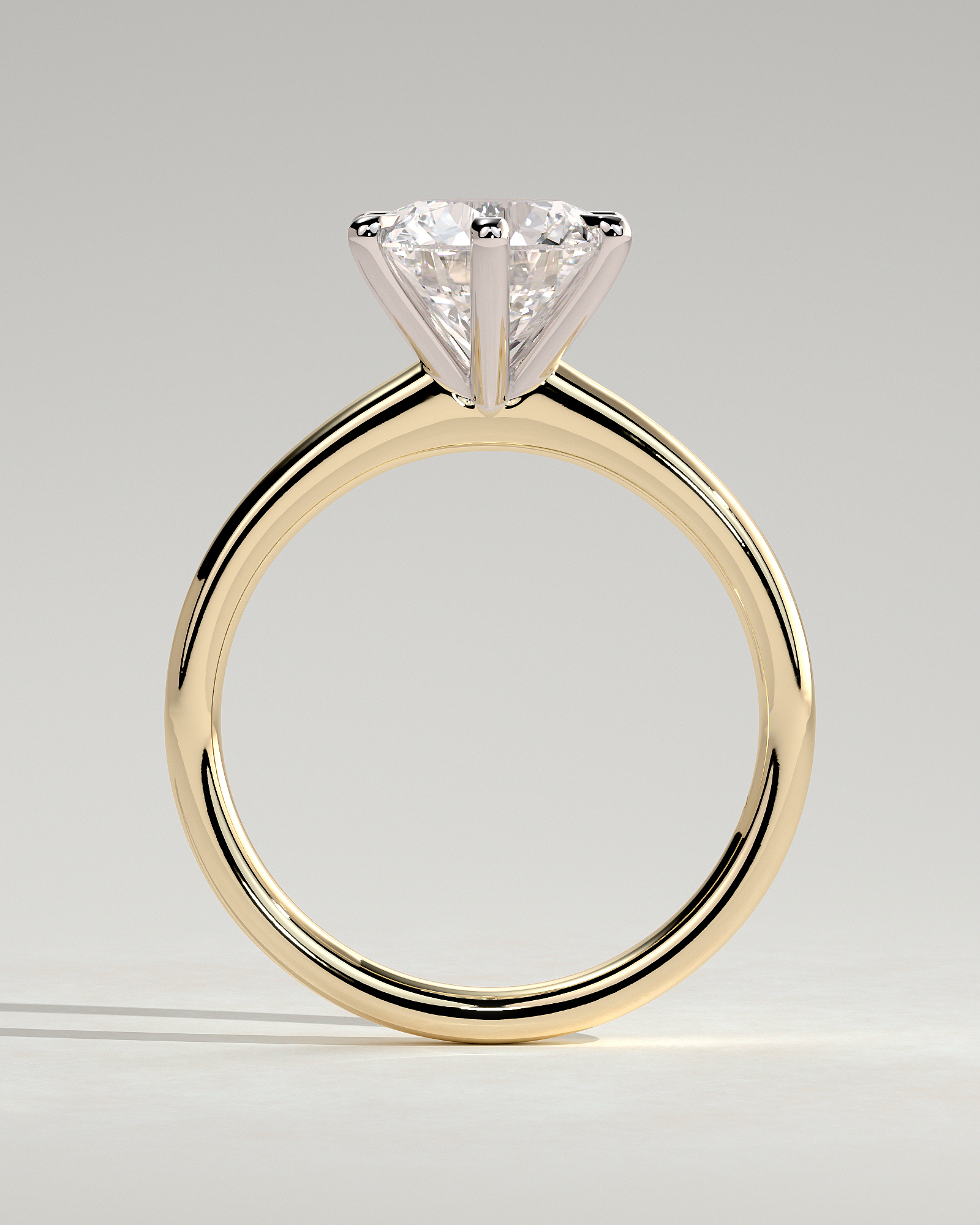 Daniela - Six Claw Solitaire - 18k Yellow Gold / 18k White Gold