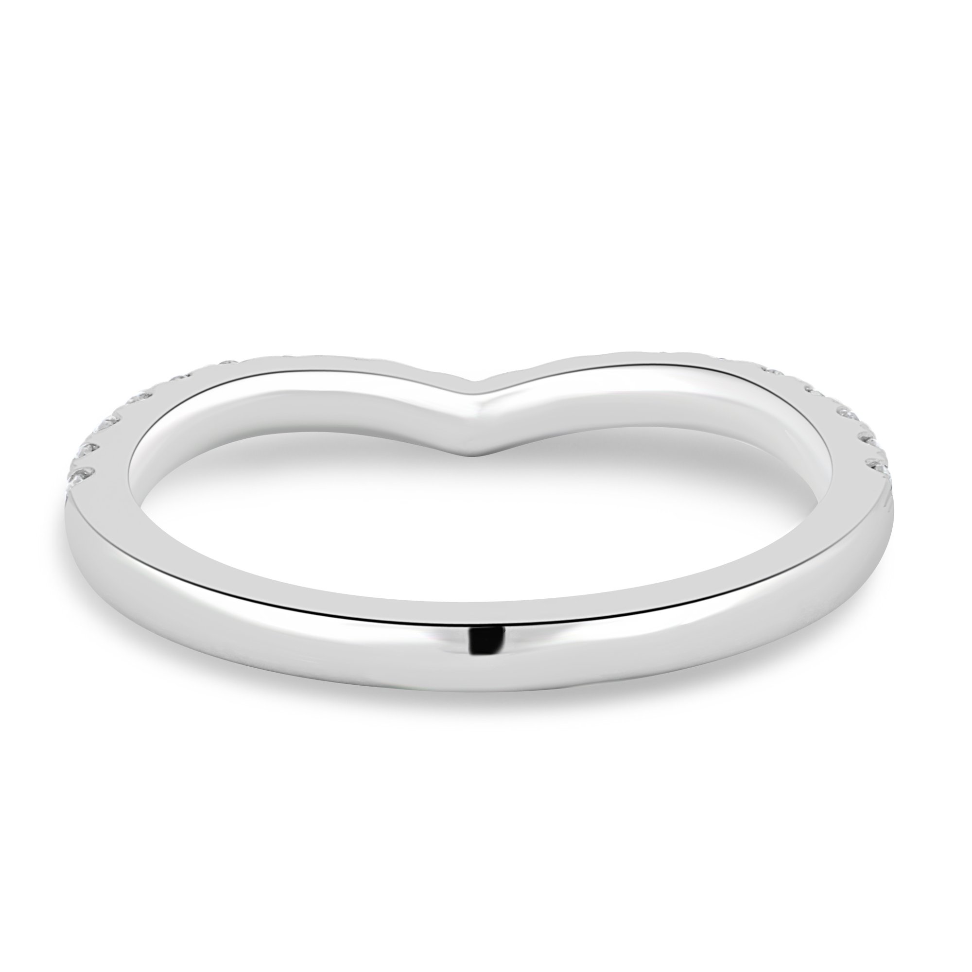 Danielle  Half Pav Curved Wedding Ring - 18k White Gold