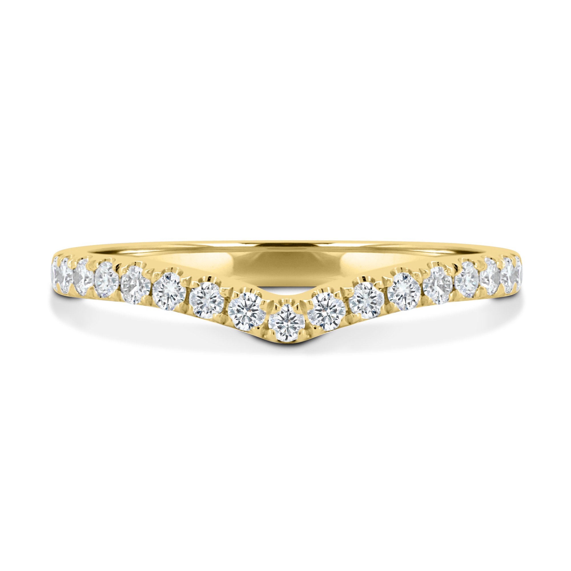 Danielle  Half Pav Curved Wedding Ring - 18k Yellow Gold