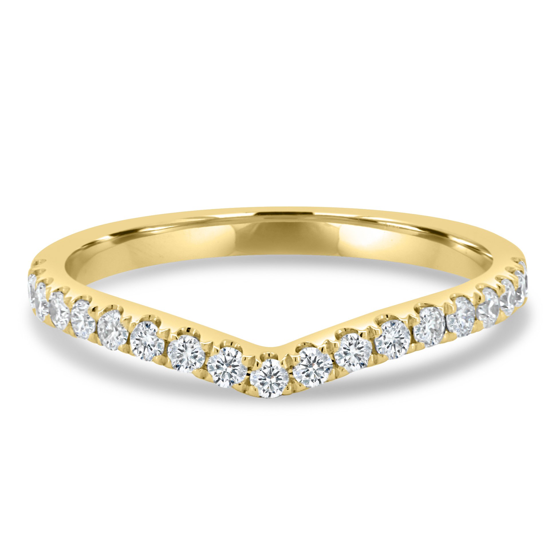 Danielle  Half Pav Curved Wedding Ring - 18k Yellow Gold