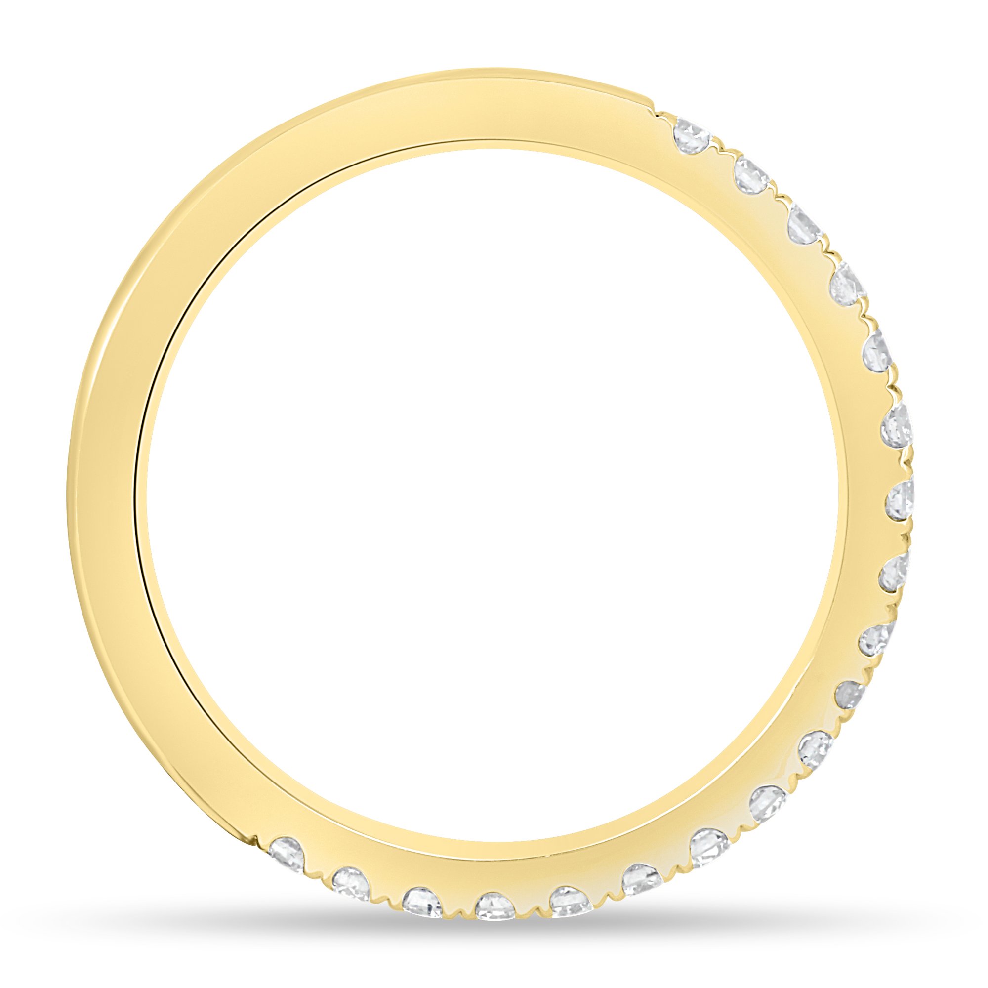 Danielle  Half Pav Curved Wedding Ring - 18k Yellow Gold