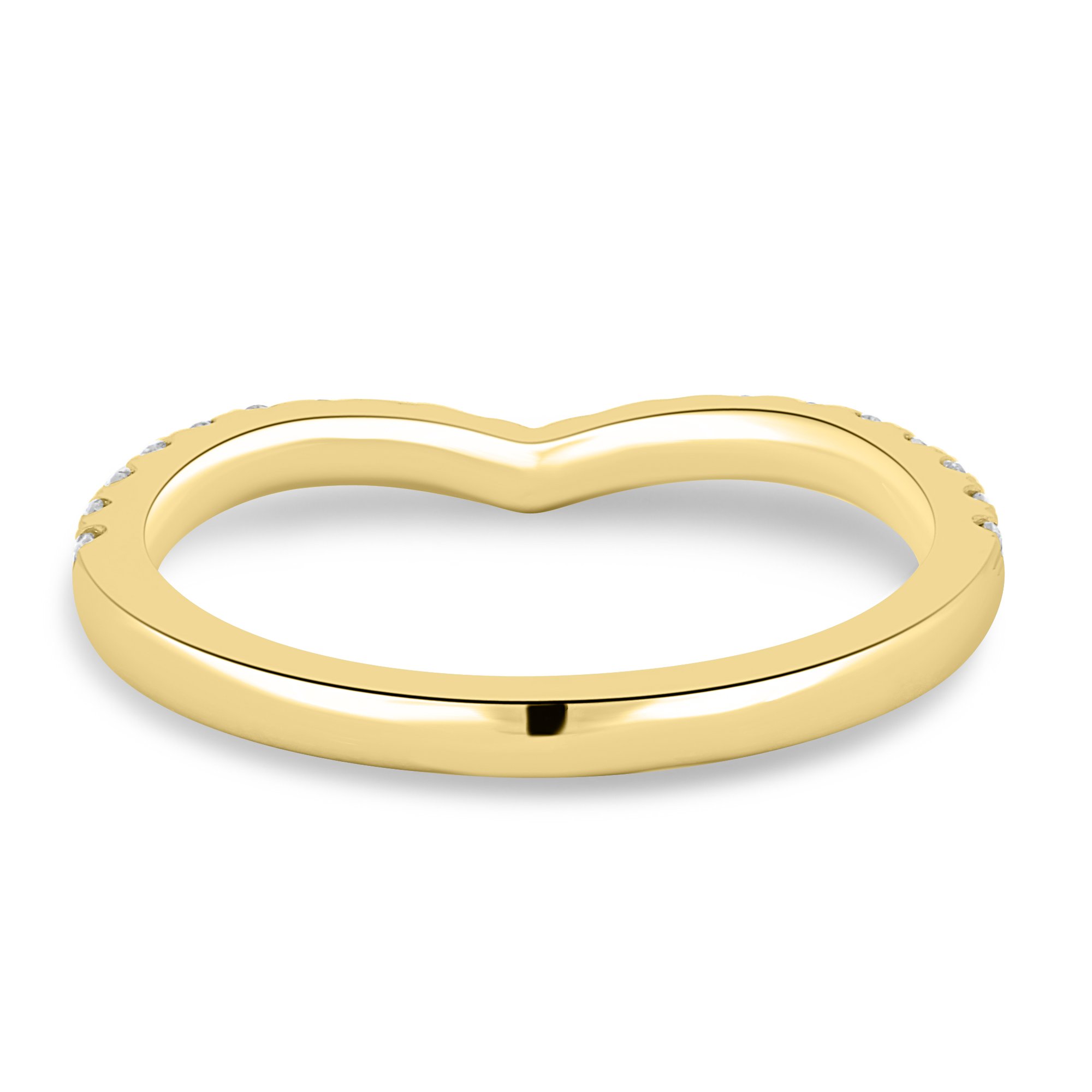 Danielle  Half Pav Curved Wedding Ring - 18k Yellow Gold