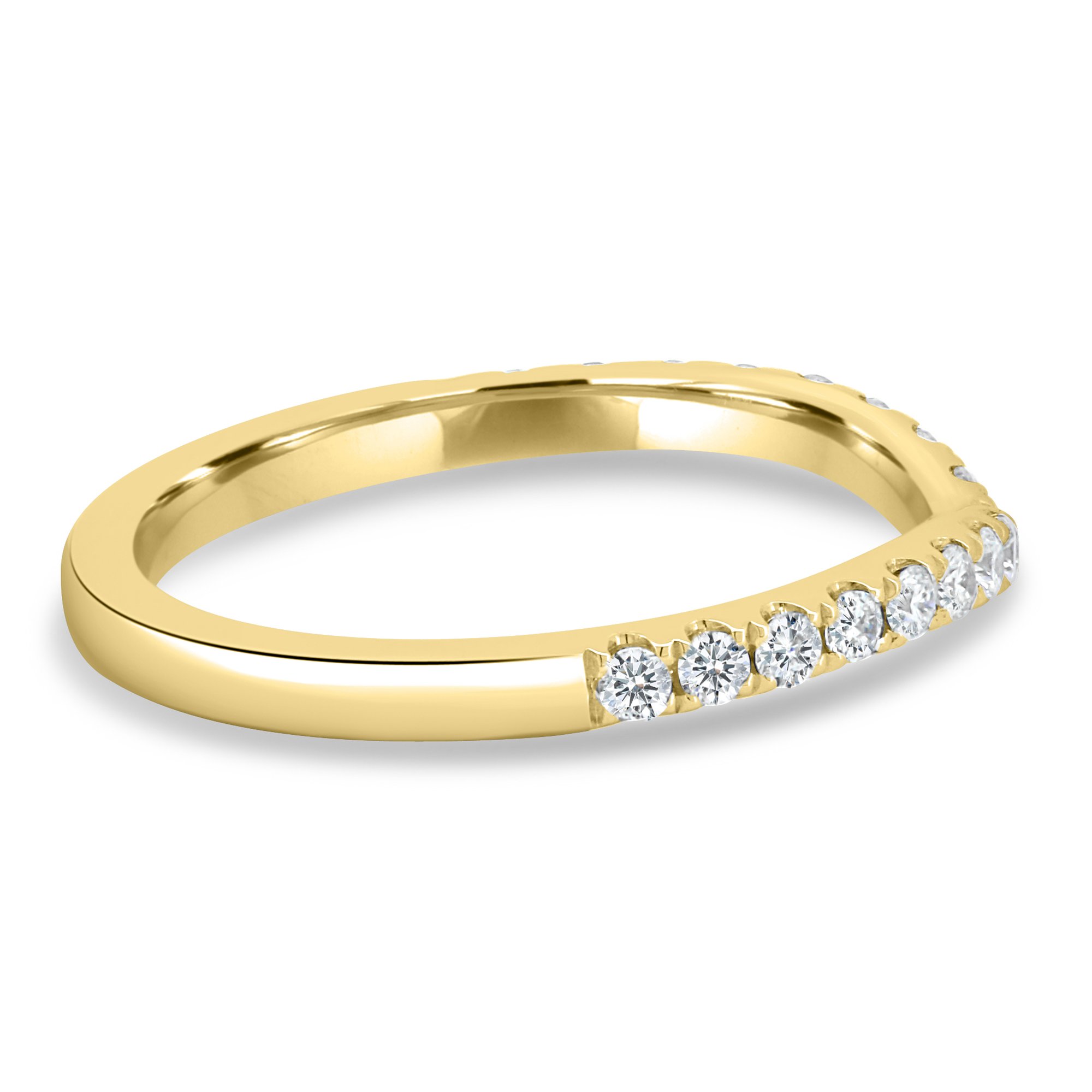 Danielle  Half Pav Curved Wedding Ring - 18k Yellow Gold