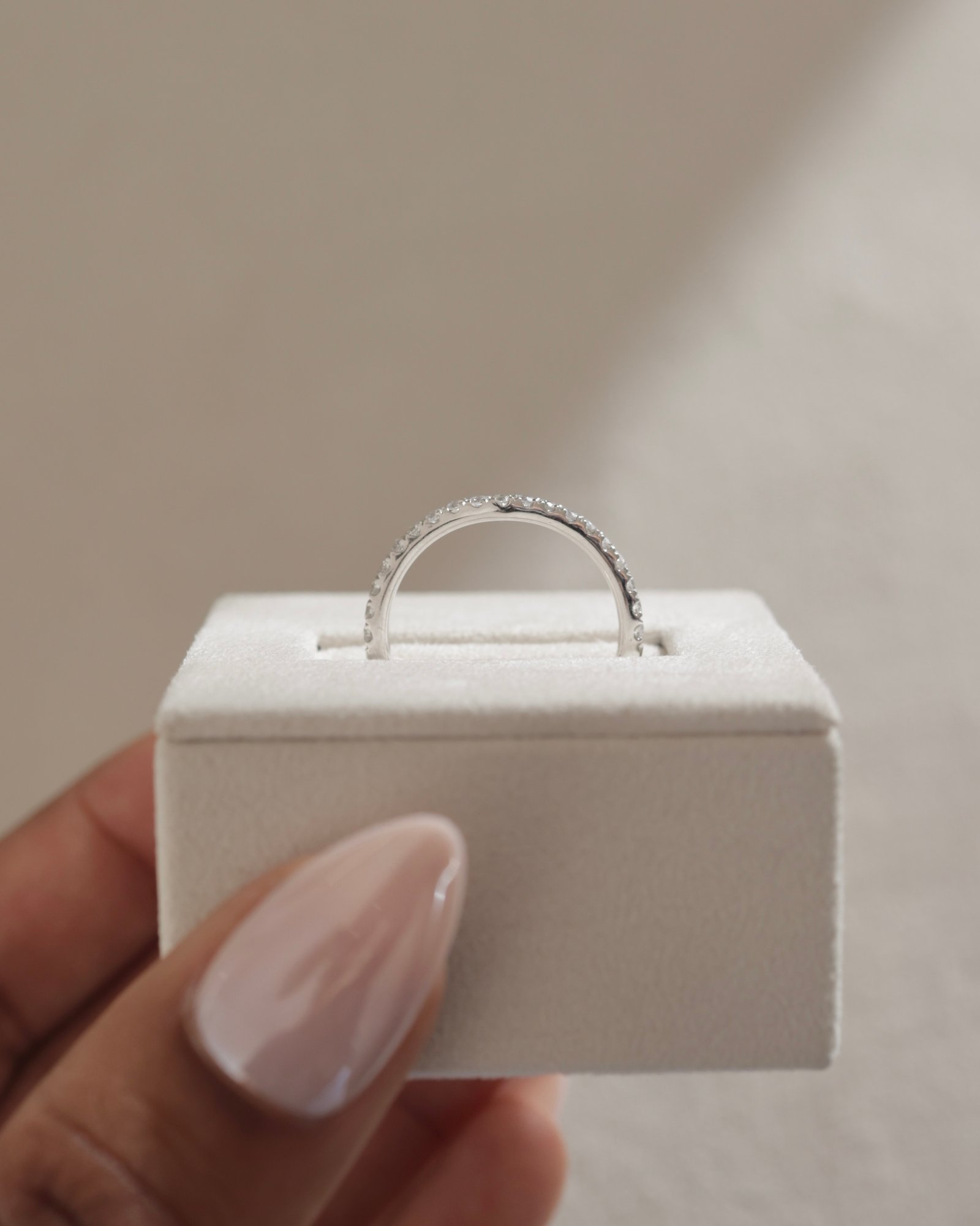 Danielle  Half Pav Curved Wedding Ring Lifestyle Image