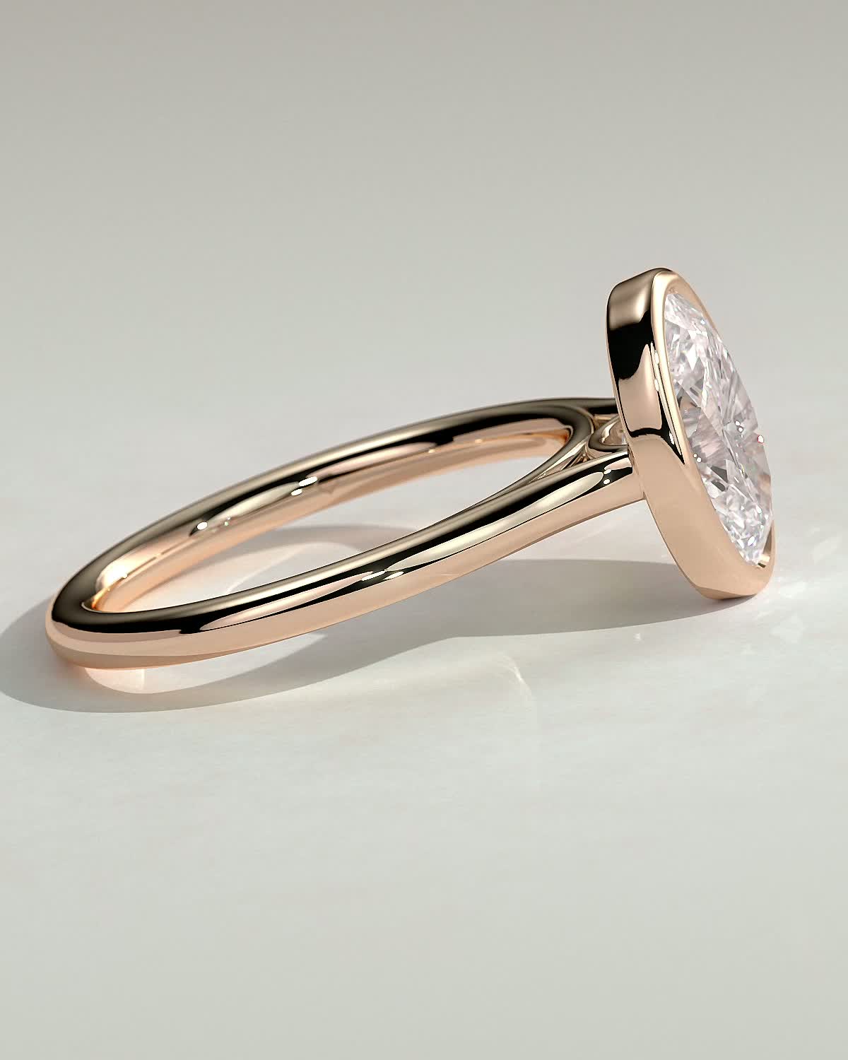 Daphne - Oval Solitaire with Cathedral Bezel Setting - 18k Rose Gold