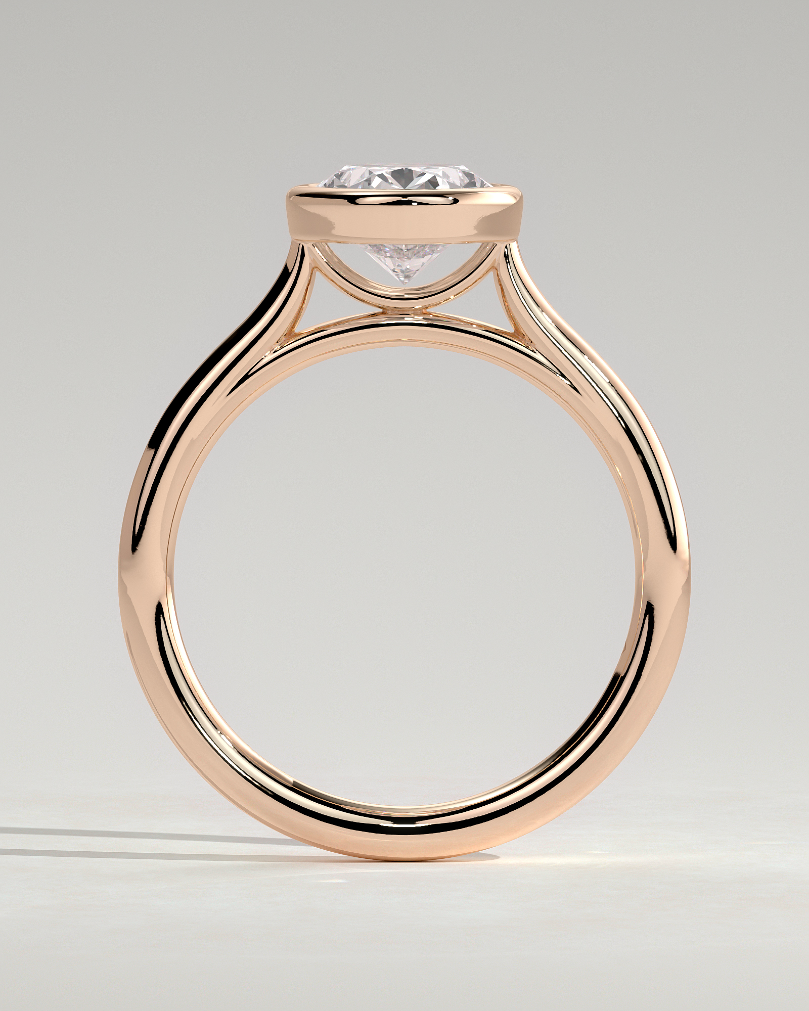 Daphne - Oval Solitaire with Cathedral Bezel Setting - 18k Rose Gold