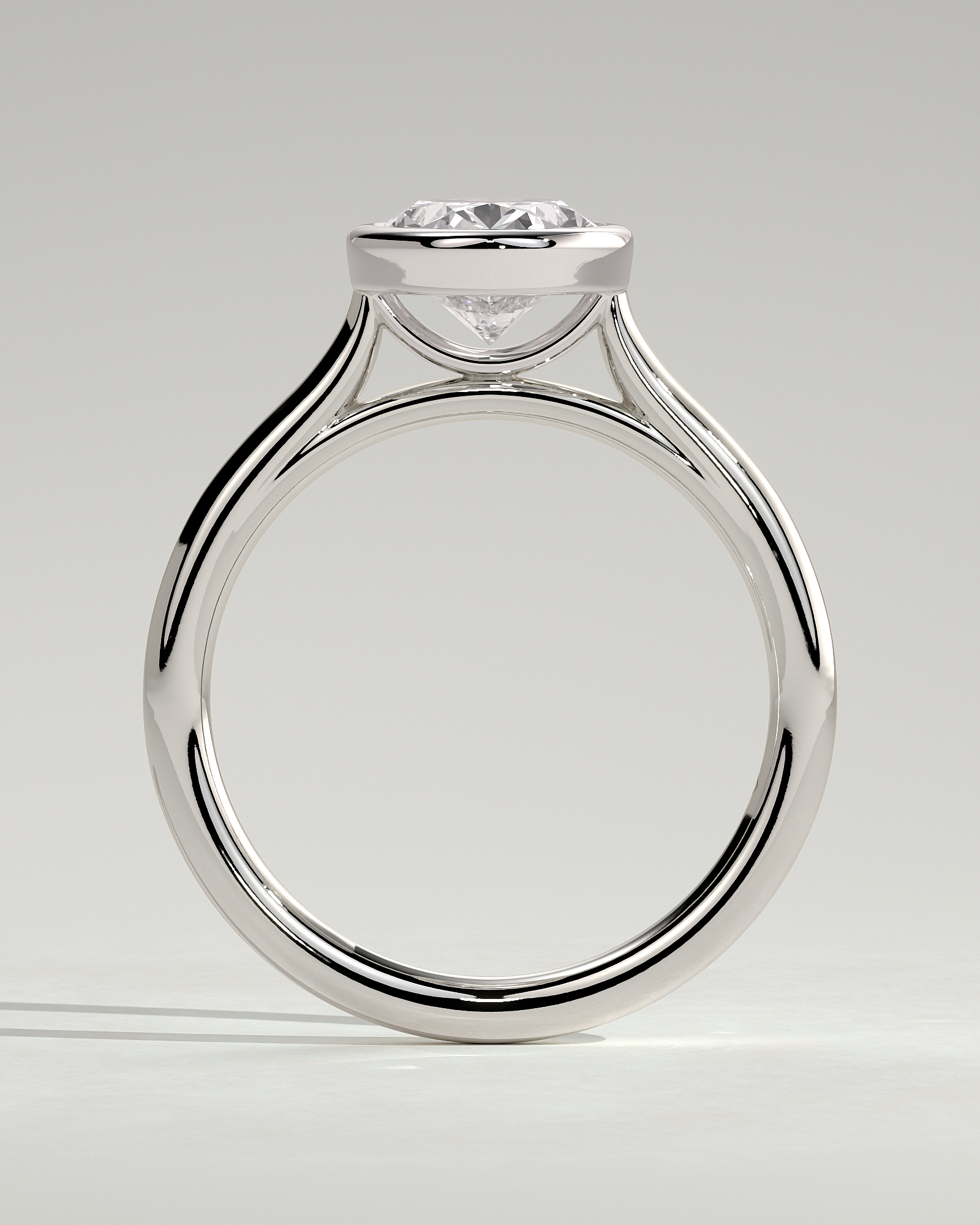Daphne - Oval Solitaire with Cathedral Bezel Setting - 18k White Gold