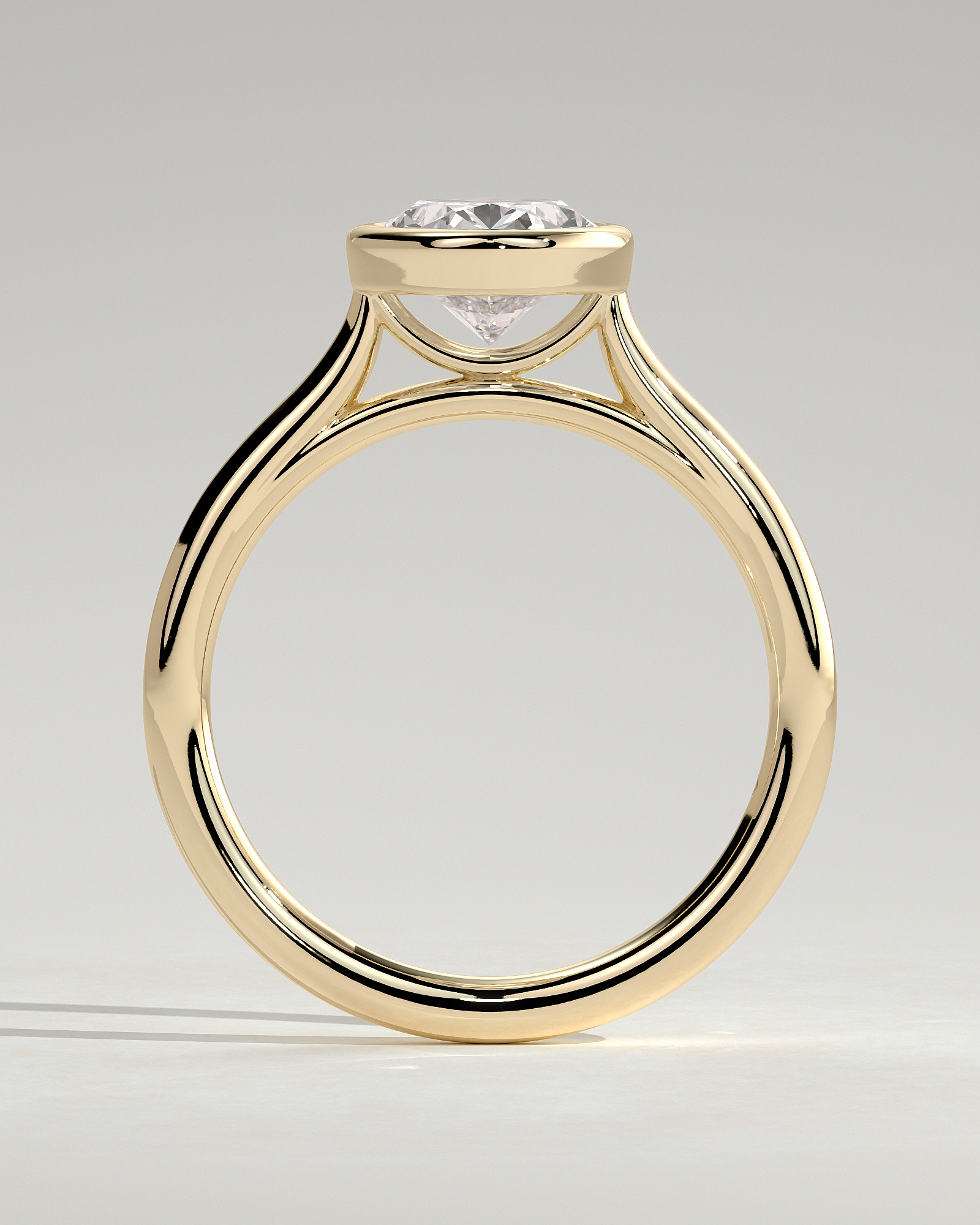 Daphne - Oval Solitaire with Cathedral Bezel Setting - 18k Yellow Gold