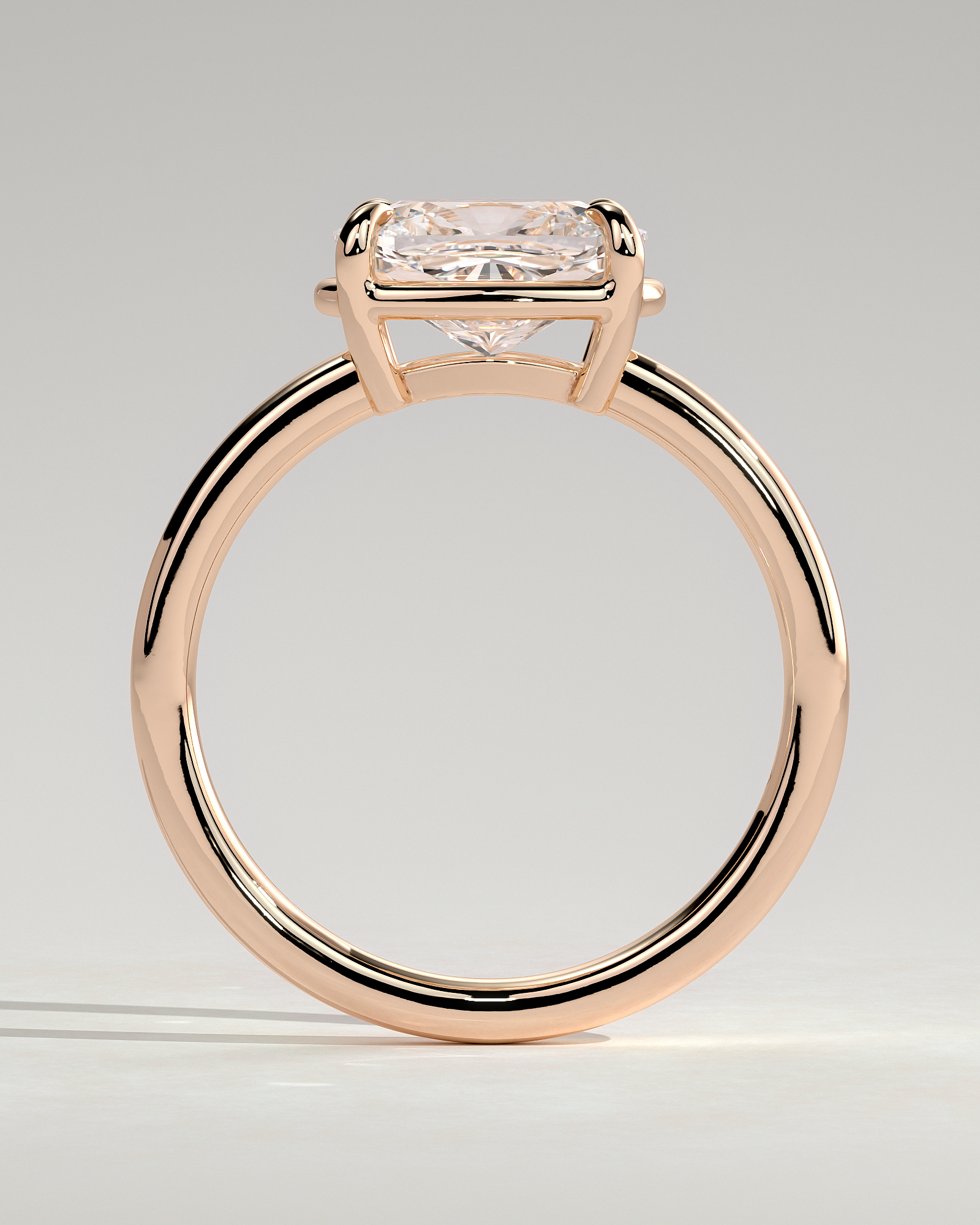 Daya - Elongated Cushion East West Bezel Frame Solitaire with Claws - 18k Rose Gold